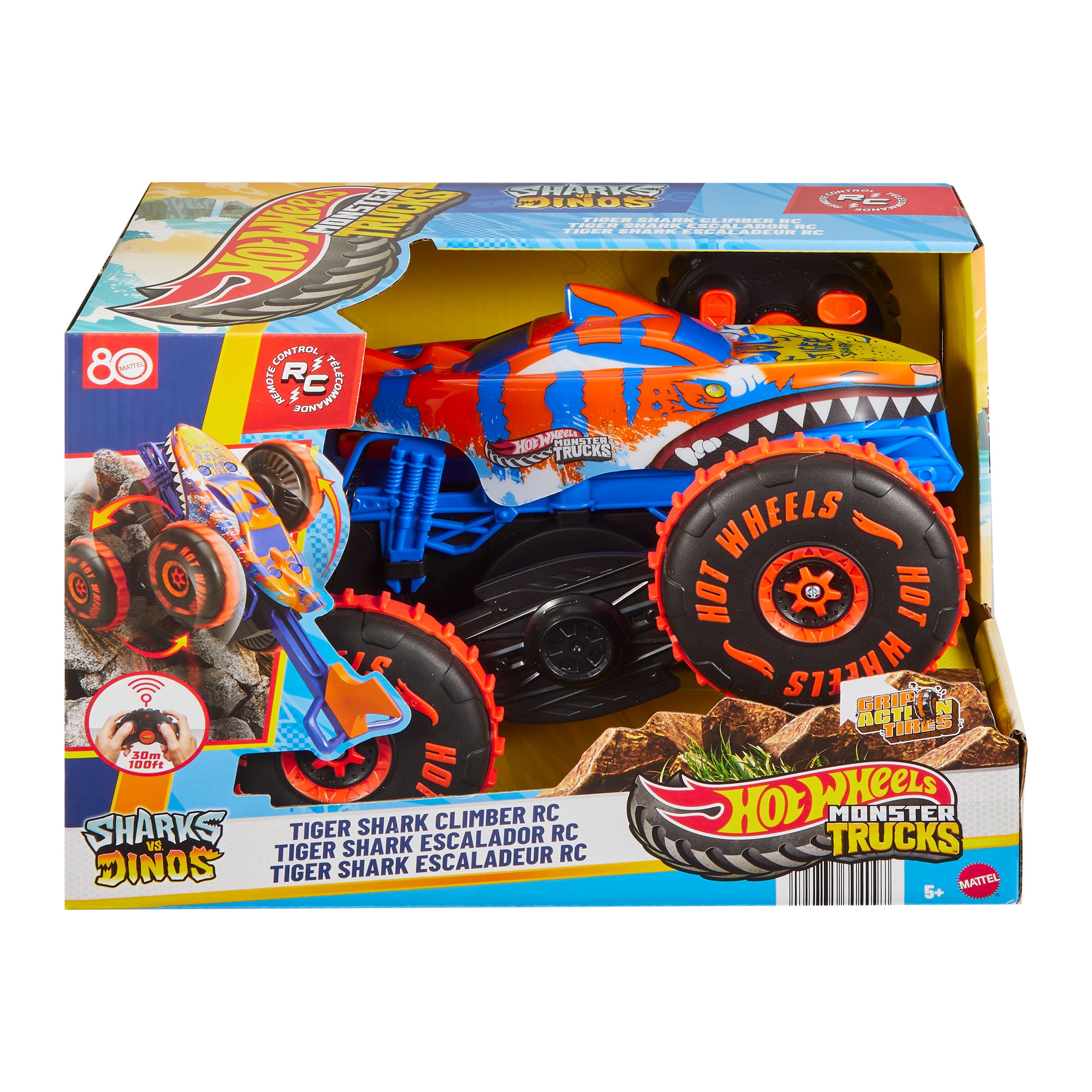 Produktbild Hot Wheels Monster Trucks Tiger Shark Climber RC-Fahrzeug, batteriebetriebener Spielzeug-Truck mit Fernbedienung 5 von 6