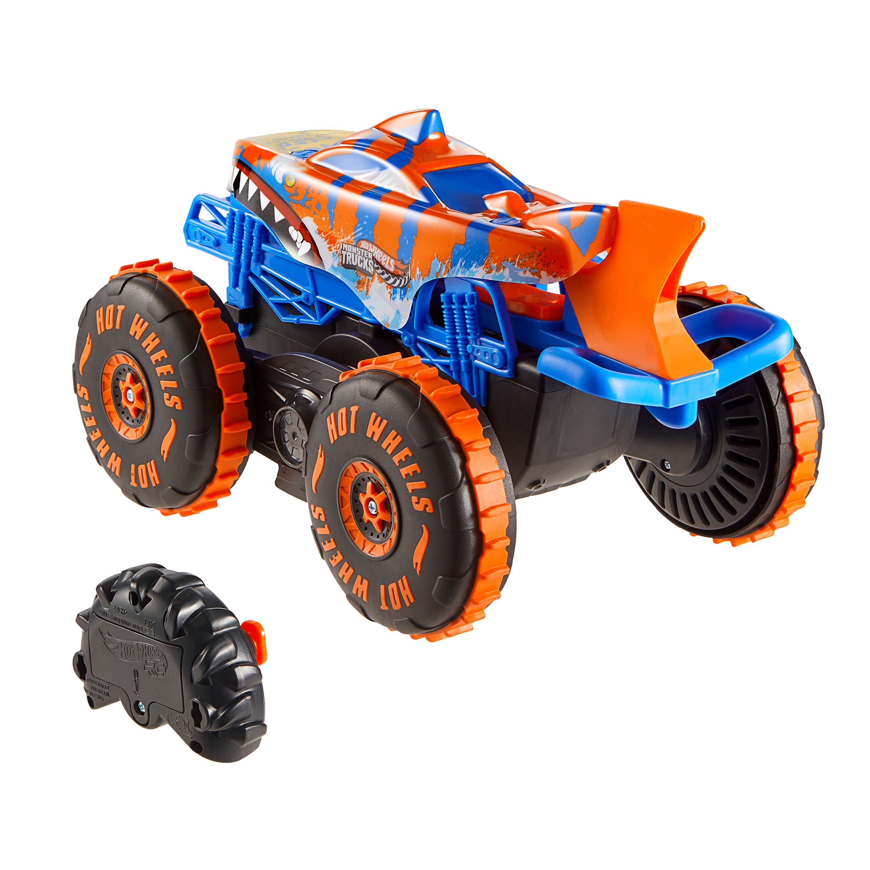 Produktbild Hot Wheels Monster Trucks Tiger Shark Climber RC-Fahrzeug, batteriebetriebener Spielzeug-Truck mit Fernbedienung 4 von 6