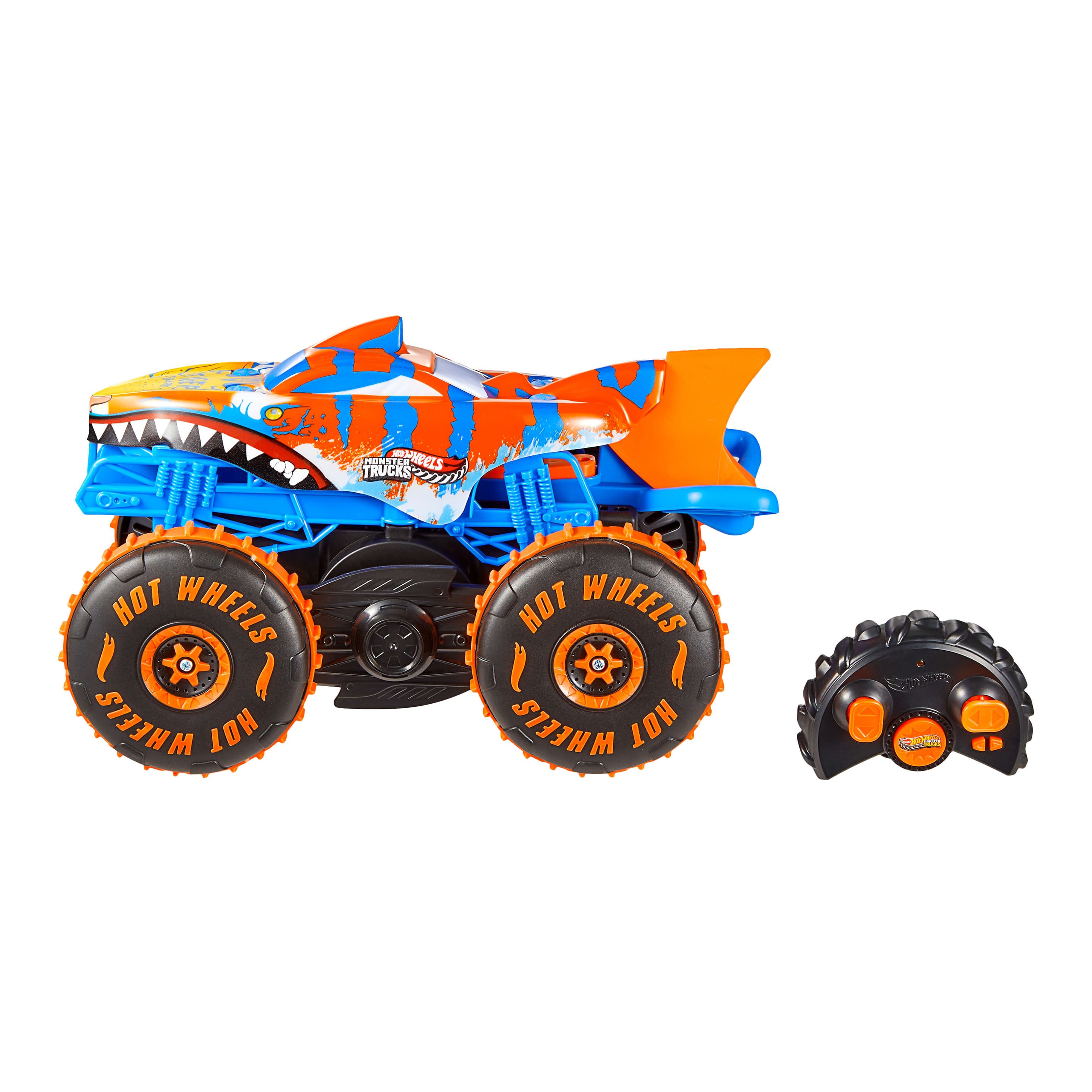 Produktbild Hot Wheels Monster Trucks Tiger Shark Climber RC-Fahrzeug, batteriebetriebener Spielzeug-Truck mit Fernbedienung 3 von 6