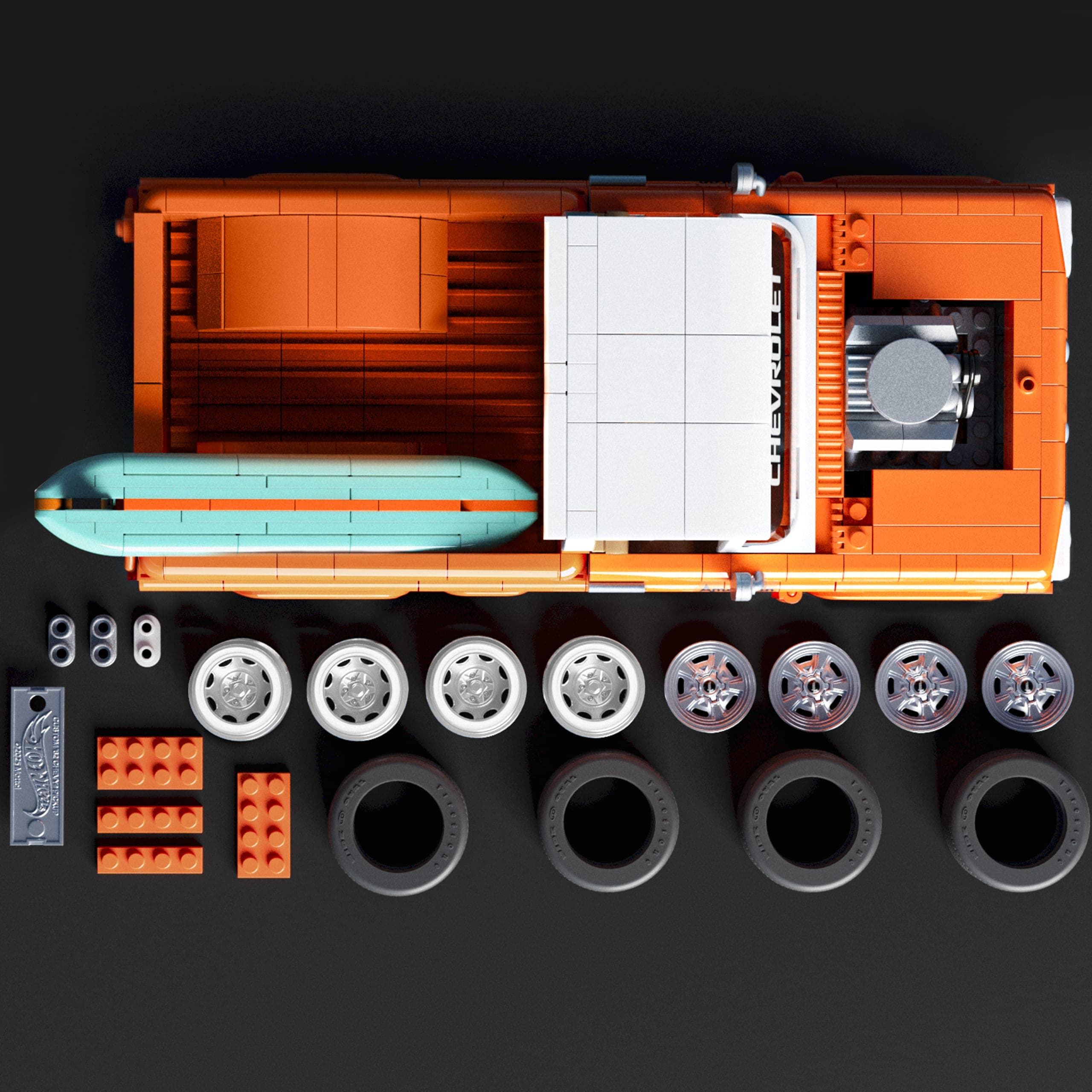 Produktbild Mattel Brick Shop Hot Wheels Custom ’62 Chevy Pickup Bauset (858 Teile), für Sammler 4 von 6