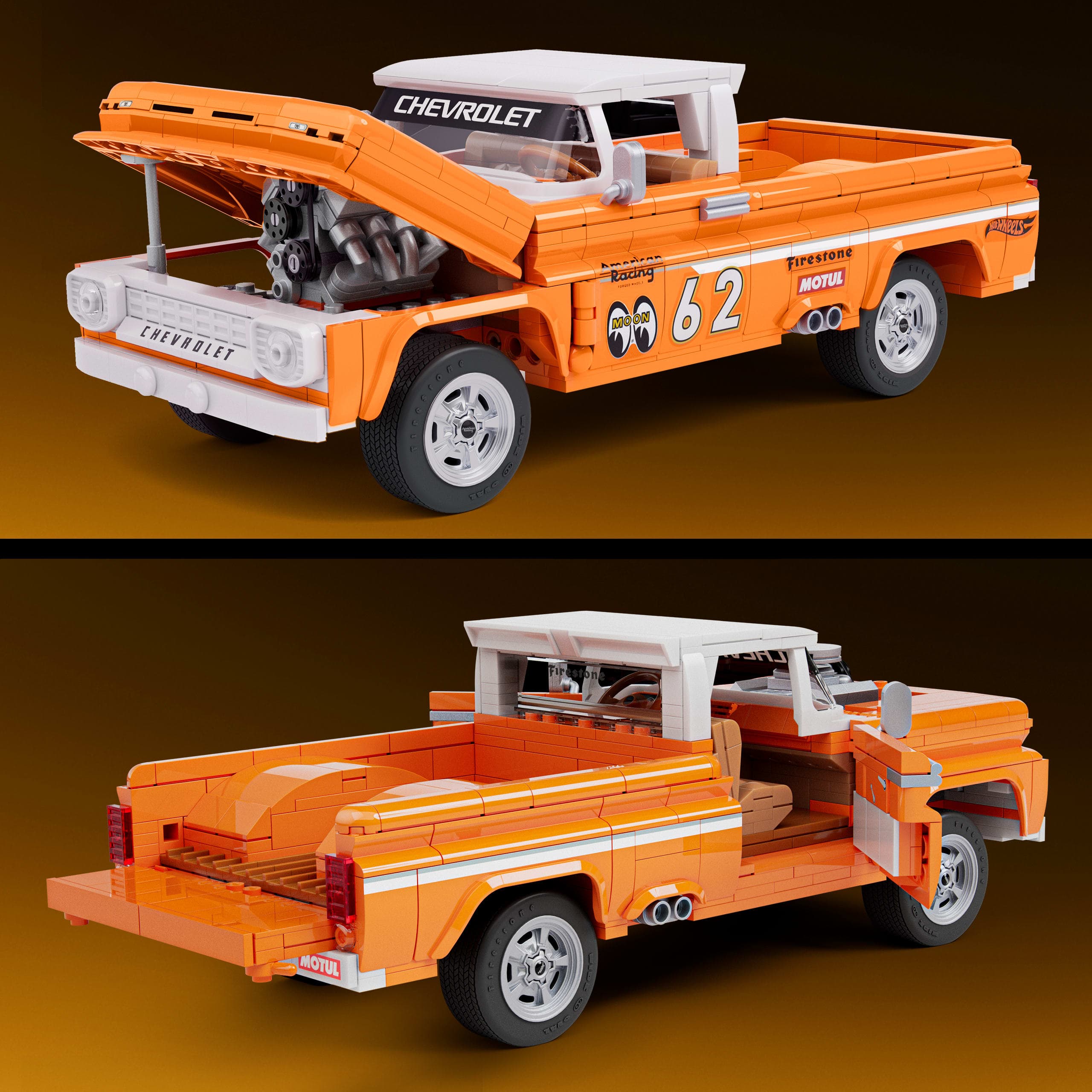 Produktbild Mattel Brick Shop Hot Wheels Custom ’62 Chevy Pickup Bauset (858 Teile), für Sammler 2 von 6