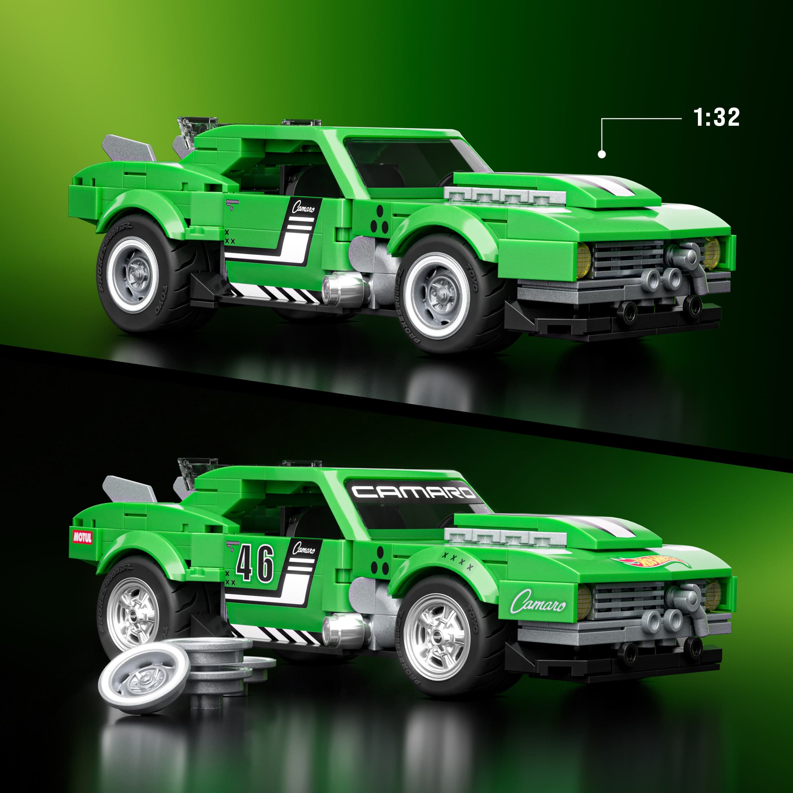 Produktbild Mattel Brick Shop Hot Wheels Custom ’68 Camaro Bauset (289 Teile), für Sammler 5 von 6
