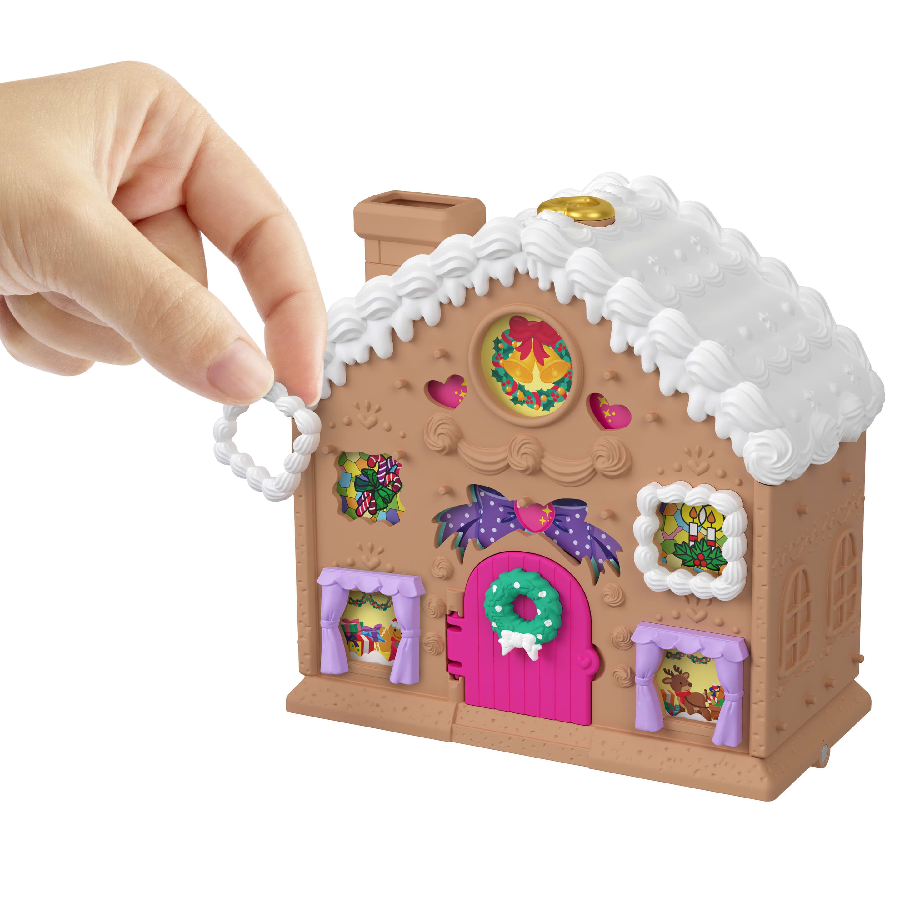 Produktbild Adventskalender-Spielset mit Polly Pocket-Puppe, DIY-Lebkuchenhaus mit Puppenhausmöbeln und 24 Teilen Weihnachtszubehör 2 von 6