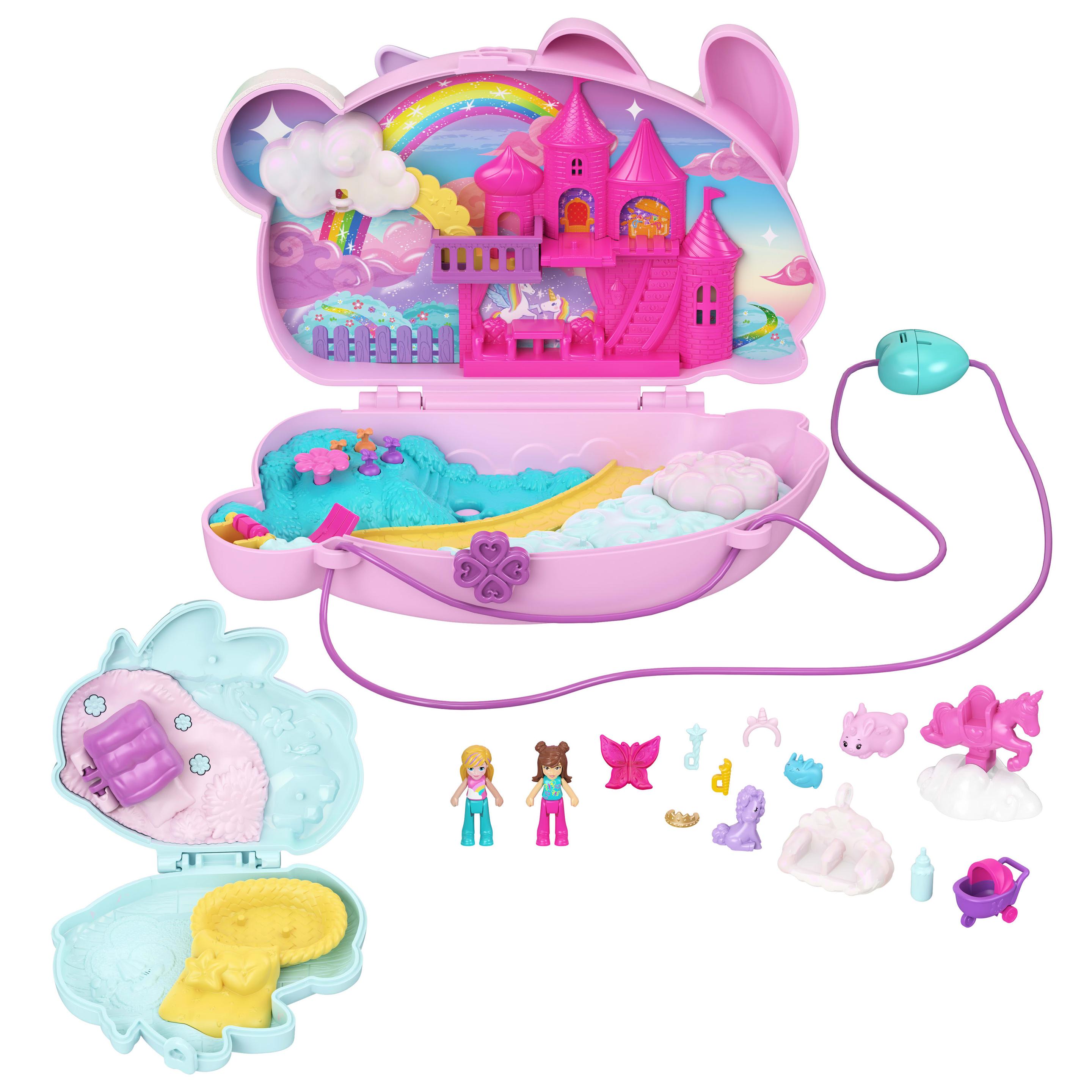 Produktbild Polly Pocket 2-in-1-Bunny Fun Schatulle, tragbares Taschen-Spielset mit 2 Puppen und 12 Zubehörteilen inklusive Tieren 6 von 6