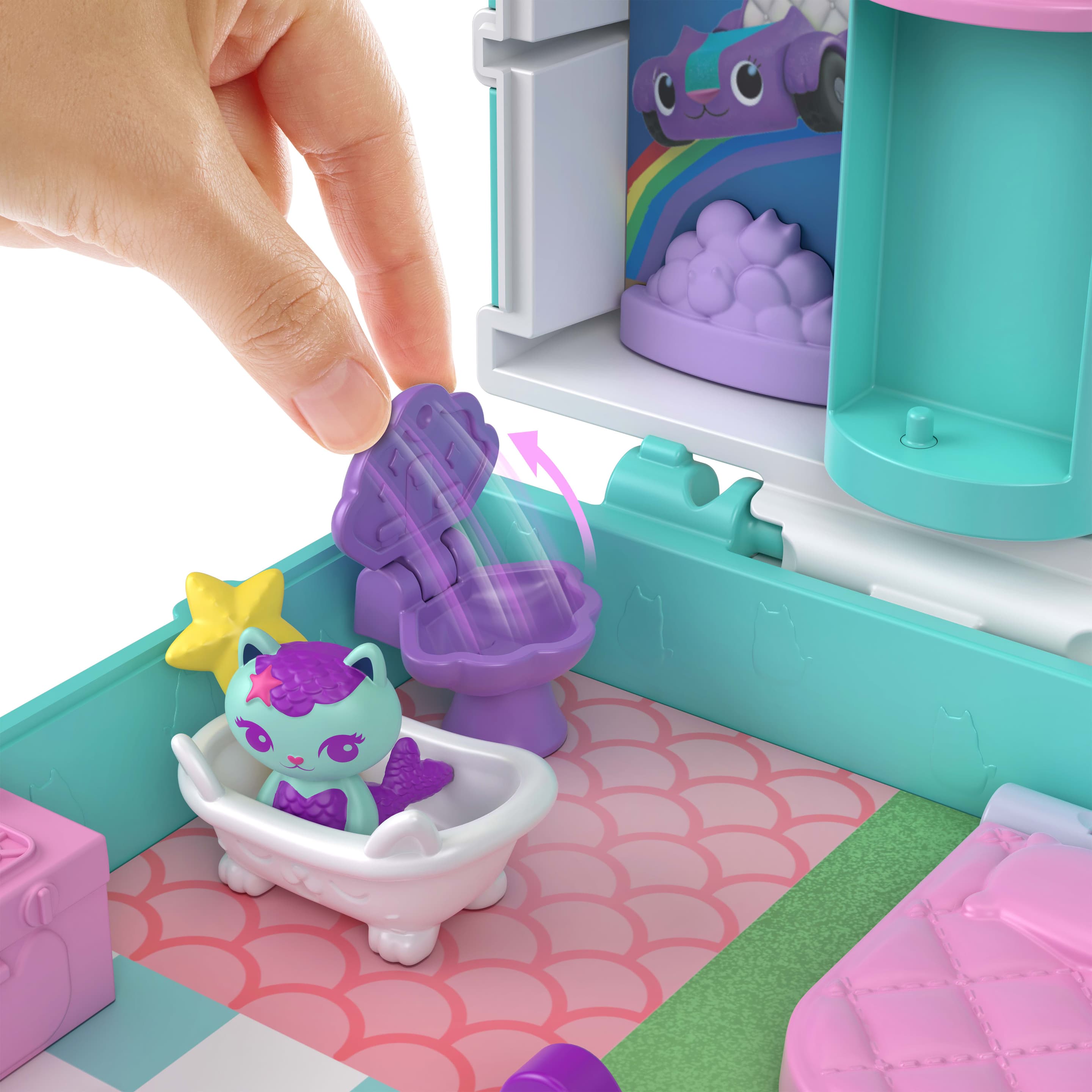 Produktbild Polly Pocket Minipuppen und Spielset, Schatulle von Gabby’s Dollhouse mit 9 Zubehörteilen und Katzenfreunden 5 von 6