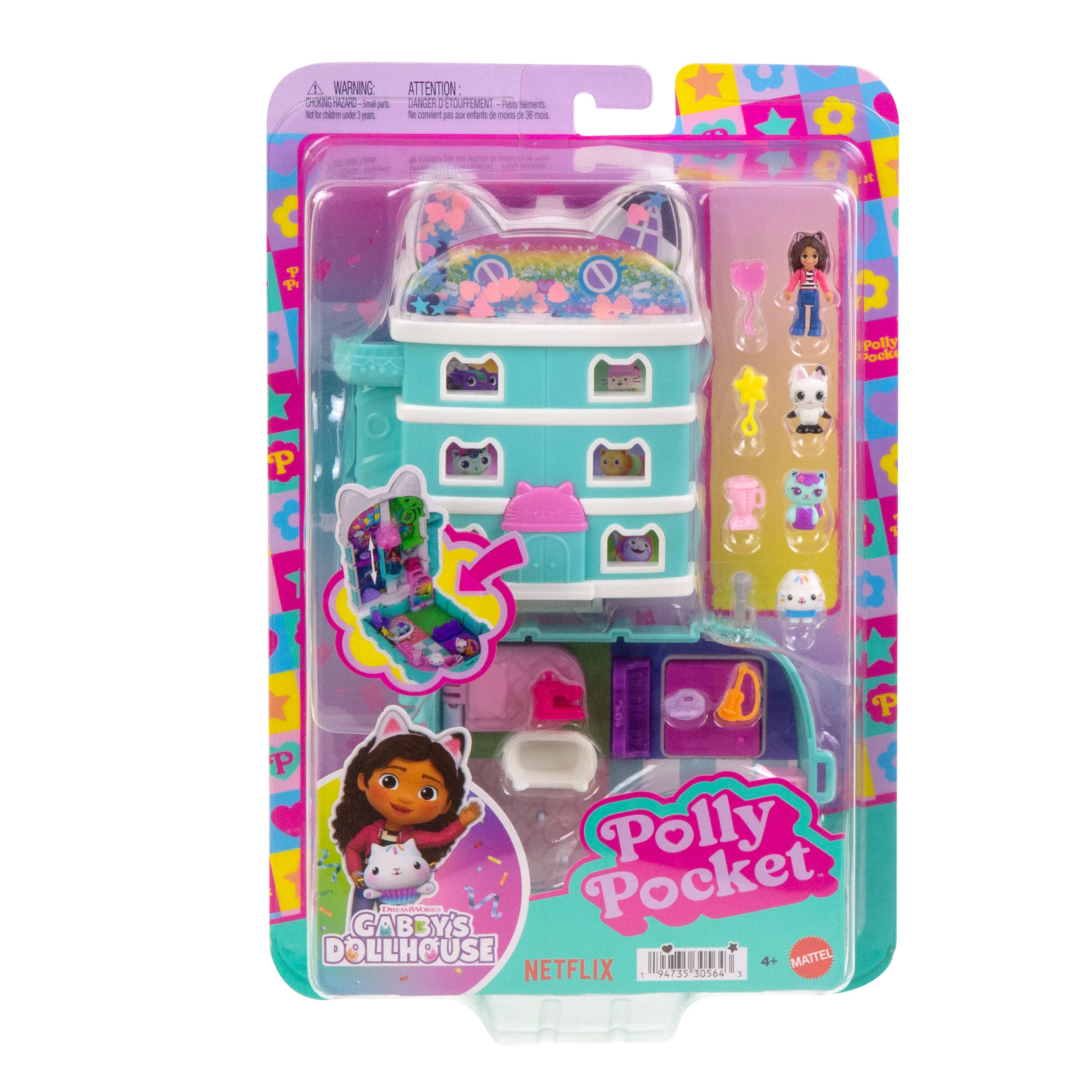 Produktbild Polly Pocket Minipuppen und Spielset, Schatulle von Gabby’s Dollhouse mit 9 Zubehörteilen und Katzenfreunden 3 von 6