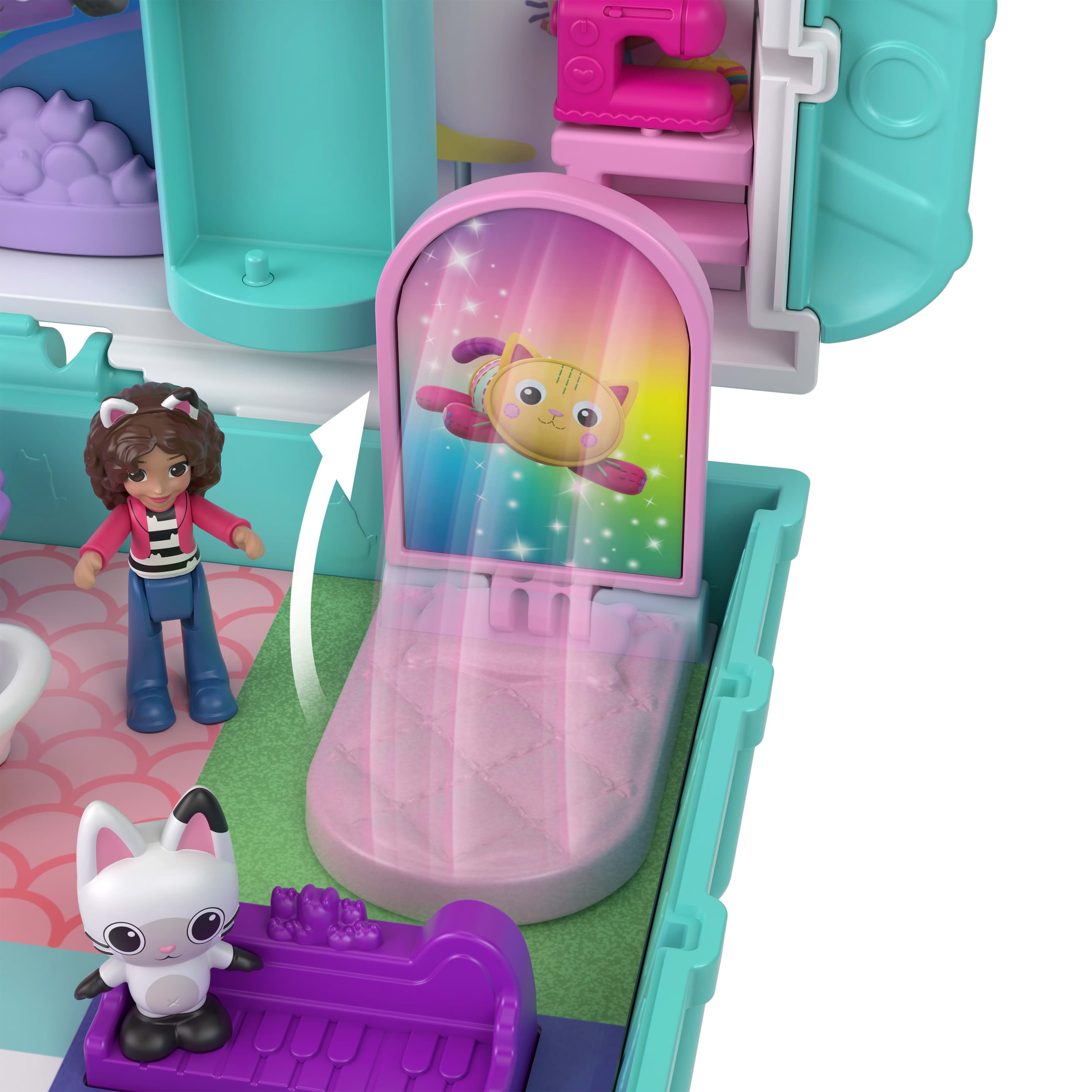 Produktbild Polly Pocket Minipuppen und Spielset, Schatulle von Gabby’s Dollhouse mit 9 Zubehörteilen und Katzenfreunden 2 von 6