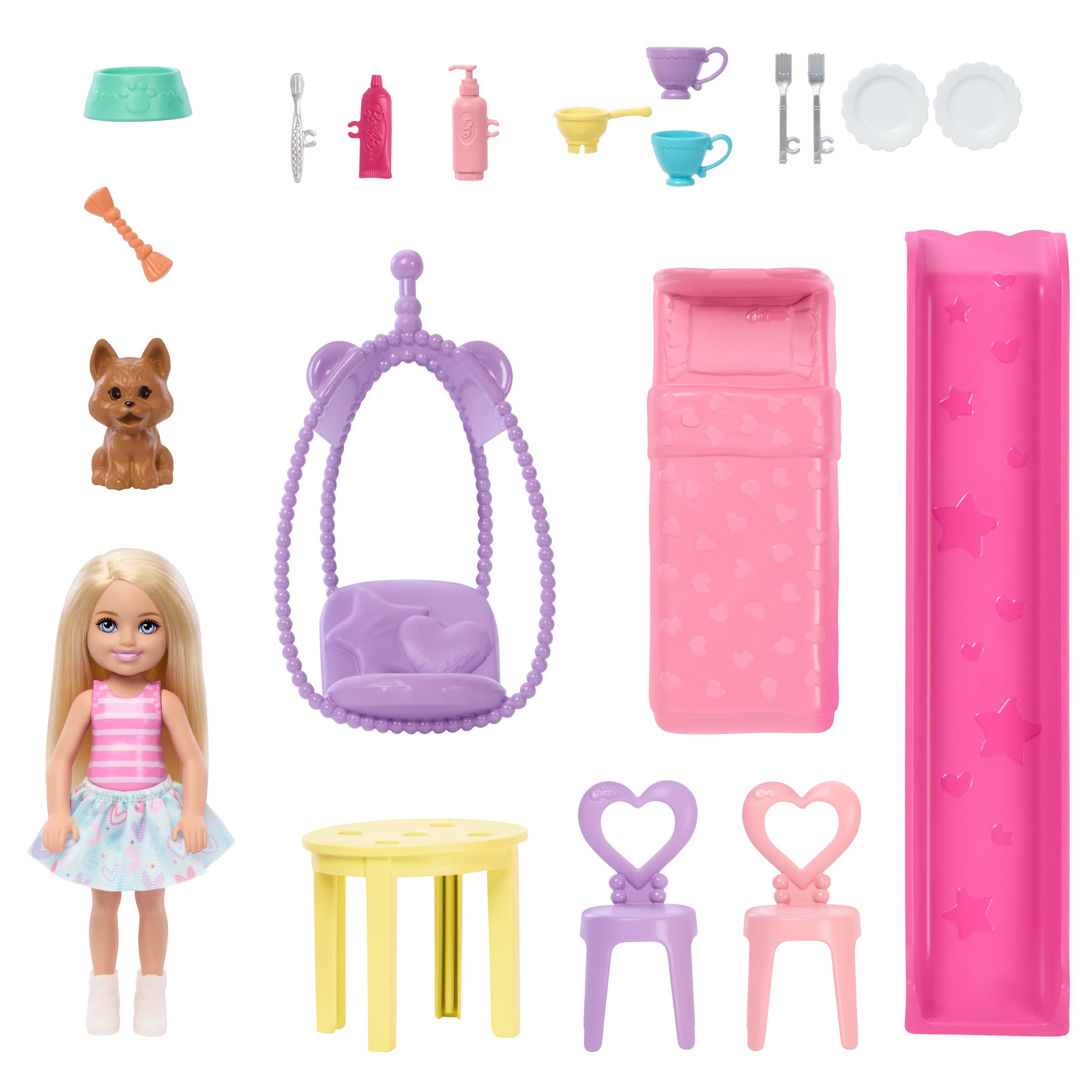Produktbild Barbie Chelsea Pop-up-Puppenhaus mit Puppe und über 15 Accessoires, Haus erweitert sich auf über 42 x 33 cm 5 von 6