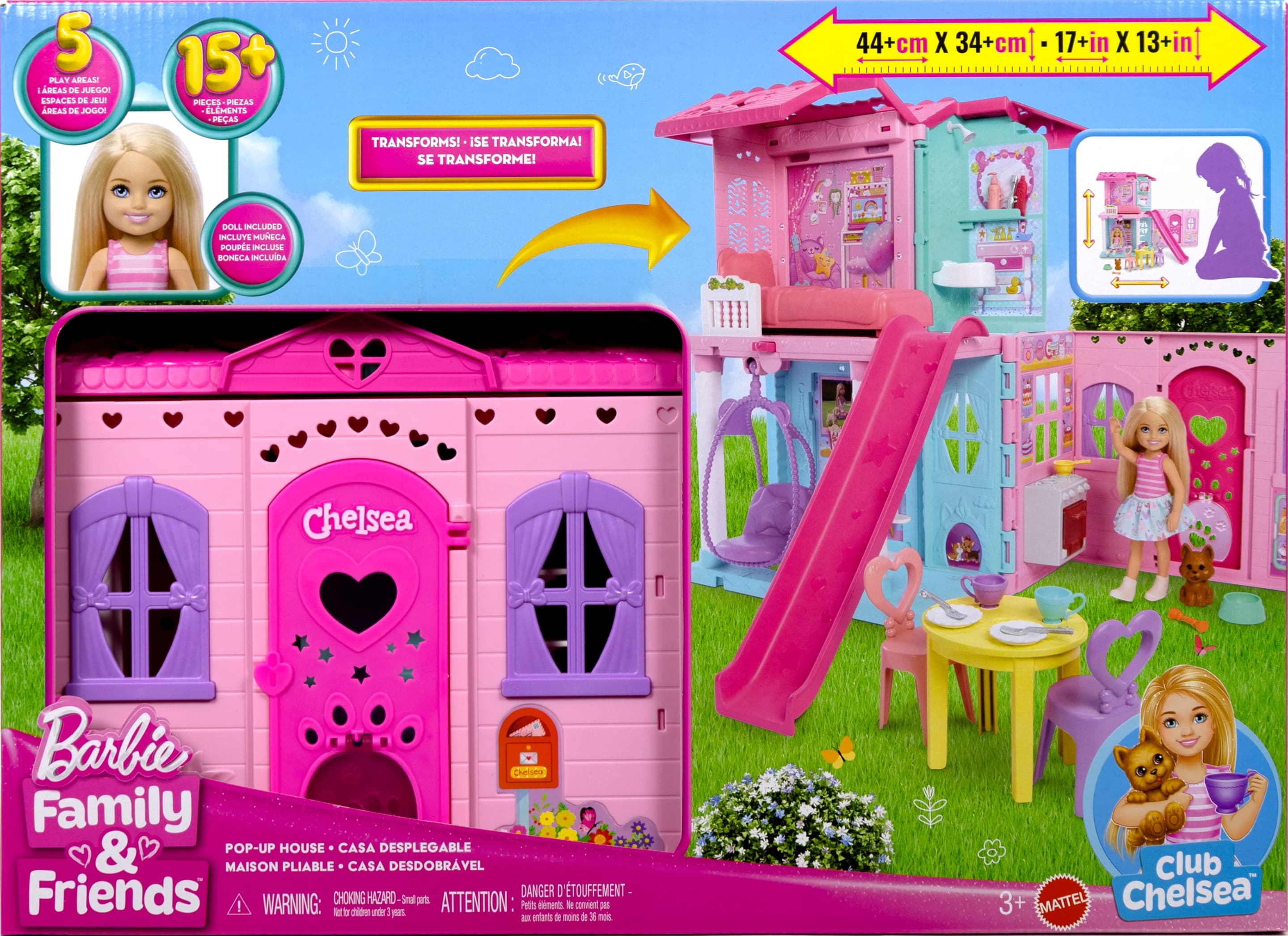 Produktbild Barbie Chelsea Pop-up-Puppenhaus mit Puppe und über 15 Accessoires, Haus erweitert sich auf über 42 x 33 cm 2 von 6