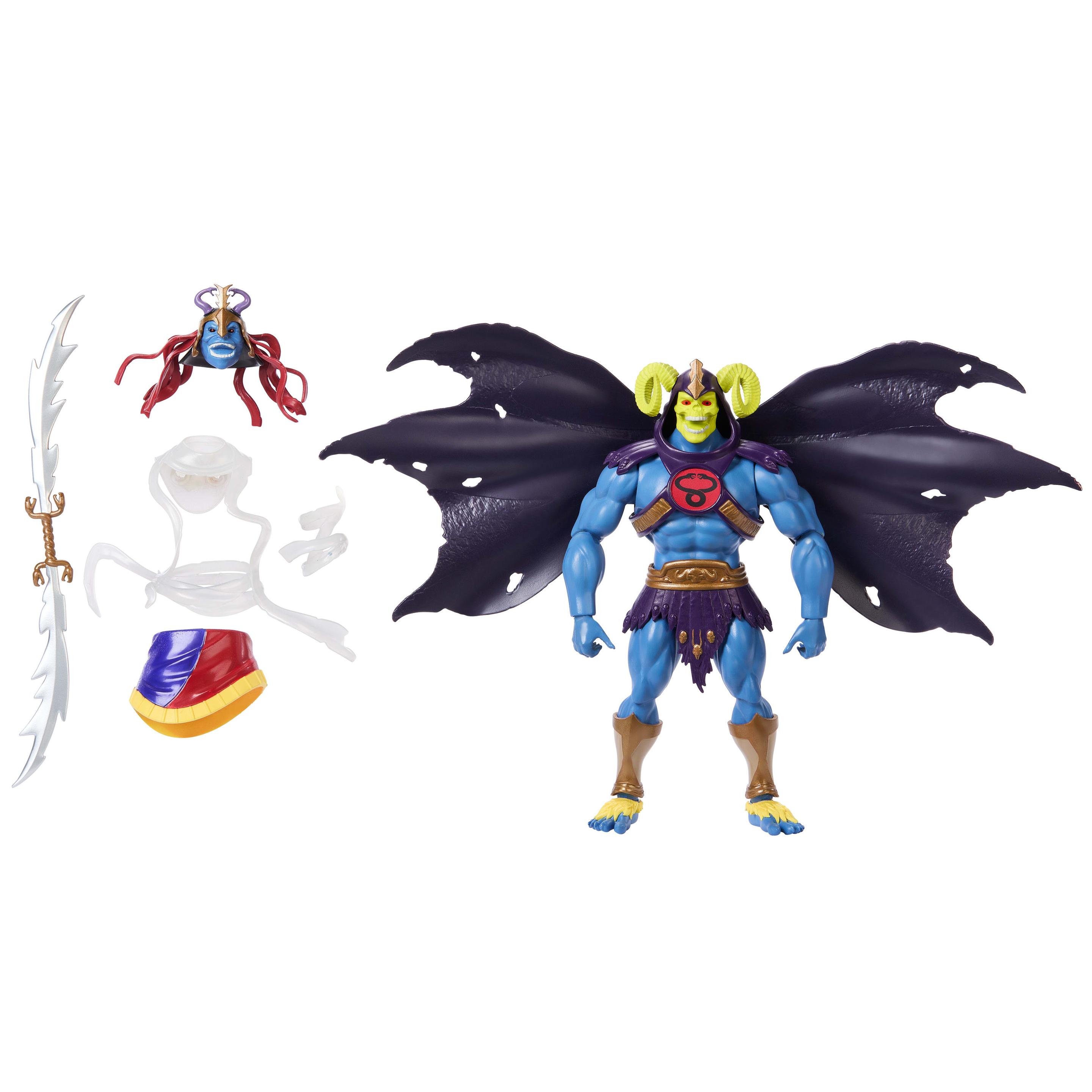 Masters of the Universe Origins x ThunderCats Skelion Actionfigur, 1980er Spielzeug, austauschbarer Skeletor/Mumion