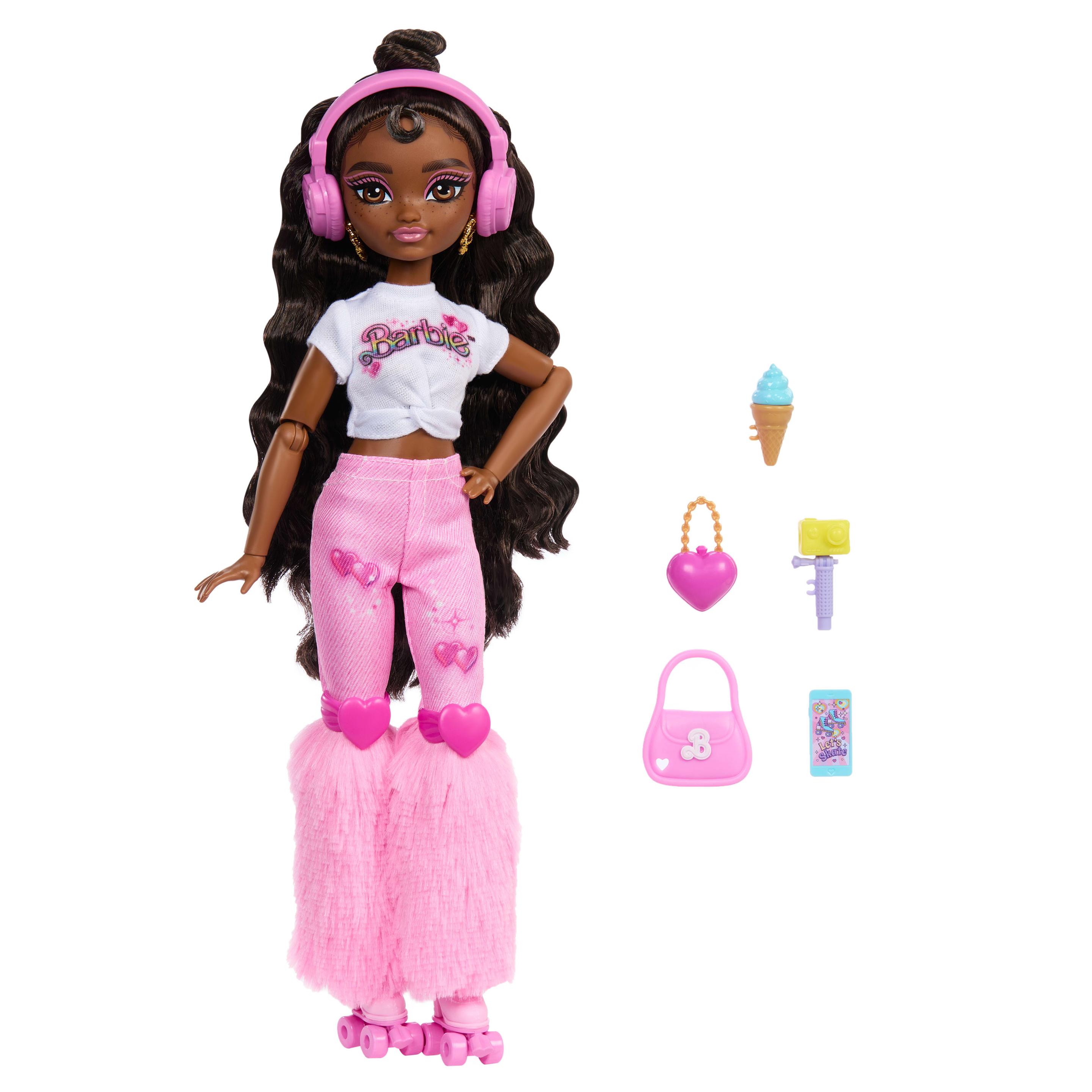 Produktbild Dream Besties Barbie Brooklyn“ Rollschuh-Modepuppe mit 9 Zubehörteilen zum Thema Musik und Video 2 von 5
