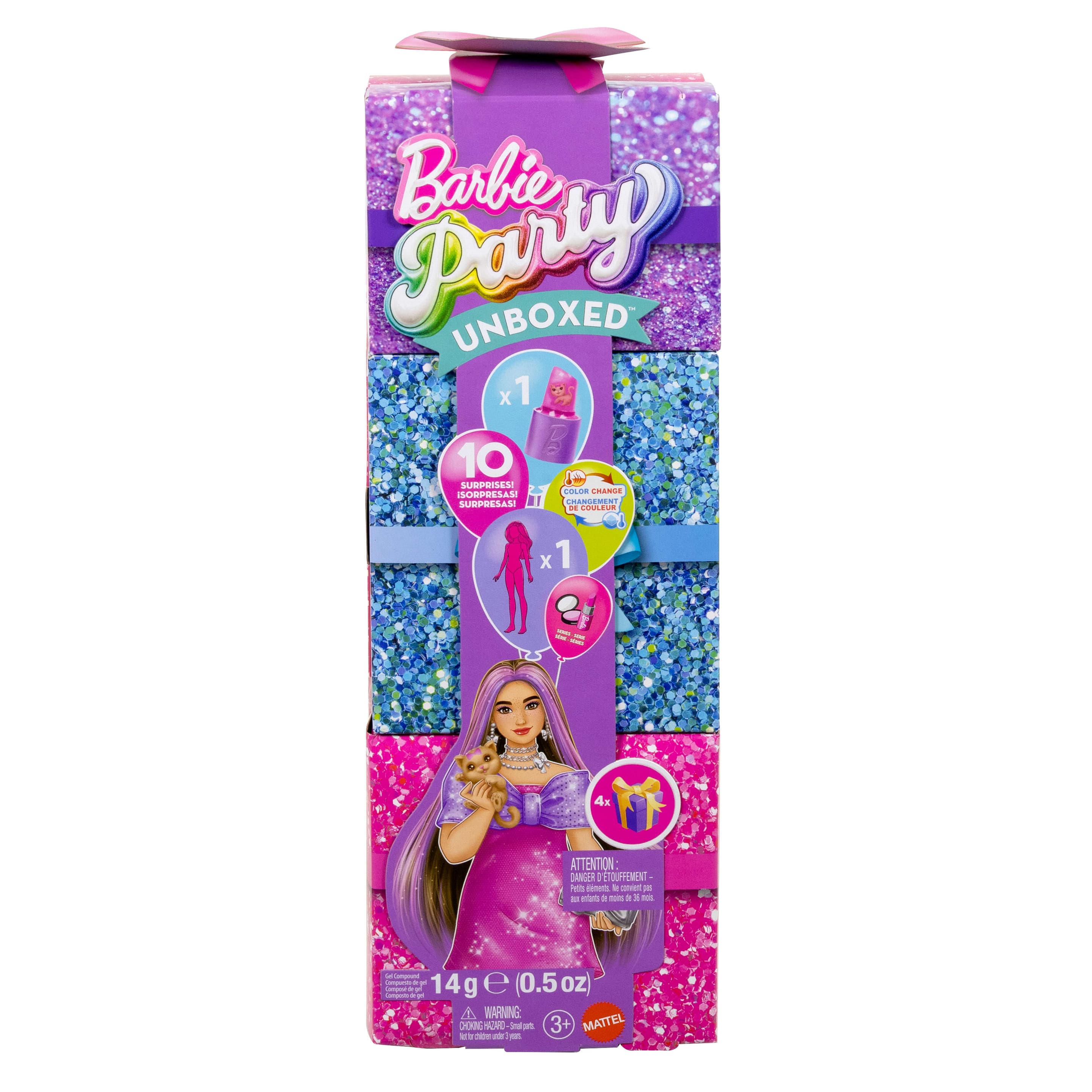 Produktbild Barbie Party Unboxed Glam Party Serie pinke glitzernde Puppe und Accessoires mit 10 Überraschungen 3 von 6