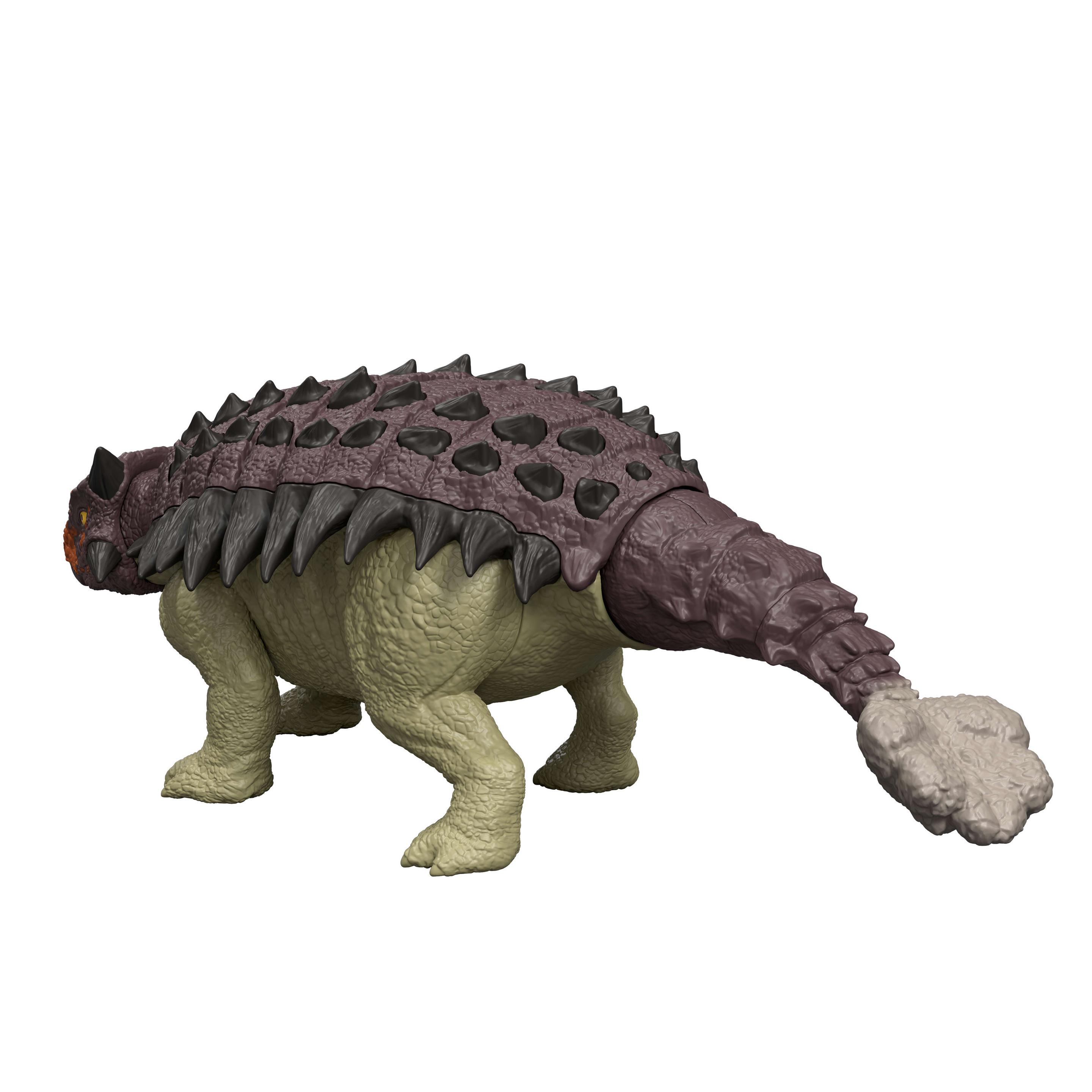 Jurassic World: Die Wiedergeburt Wild Roar Ankylosaurus Dinosaurierspielzeug, Schwanzangriffsbewegung und Geräusch