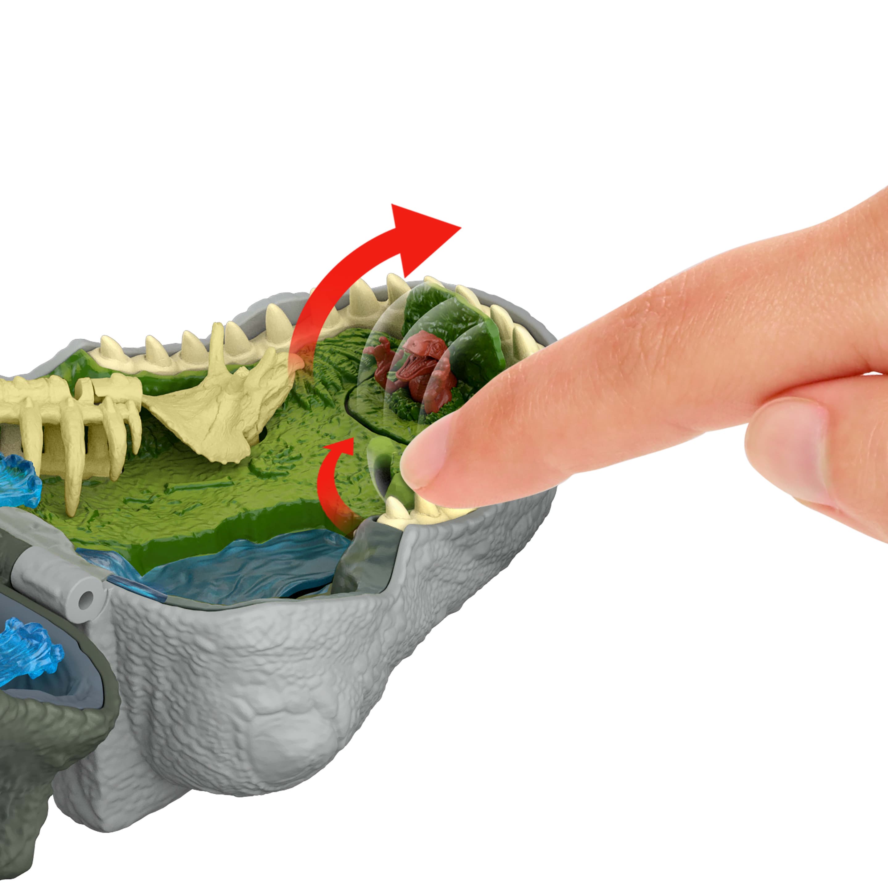 Produktbild Jurassic World: Die Wiedergeburt, kleines Abenteuer-Spielset in Form eines Tyrannosaurus rex-Kopfes 2 von 6