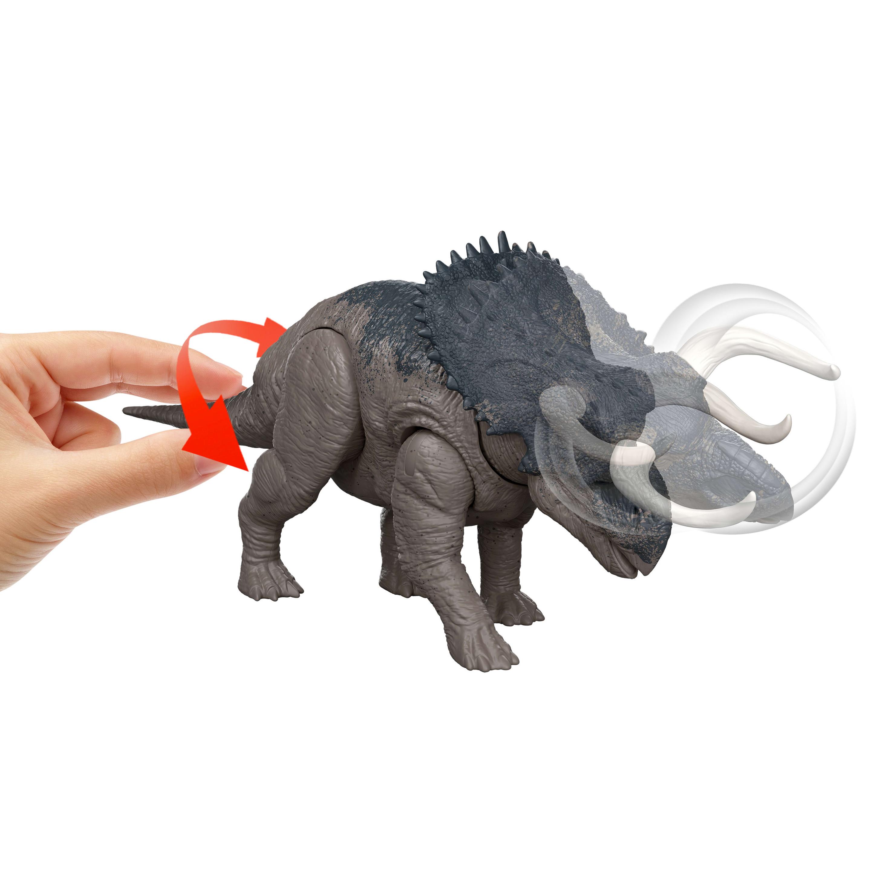 Produktbild Jurassic World: Die Wiedergeburt Wild Roar Nasutoceratops Dinosaurierspielzeug mit schwanzgesteuertem Beiß-Angriff und Brüllgeräusch 4 von 6