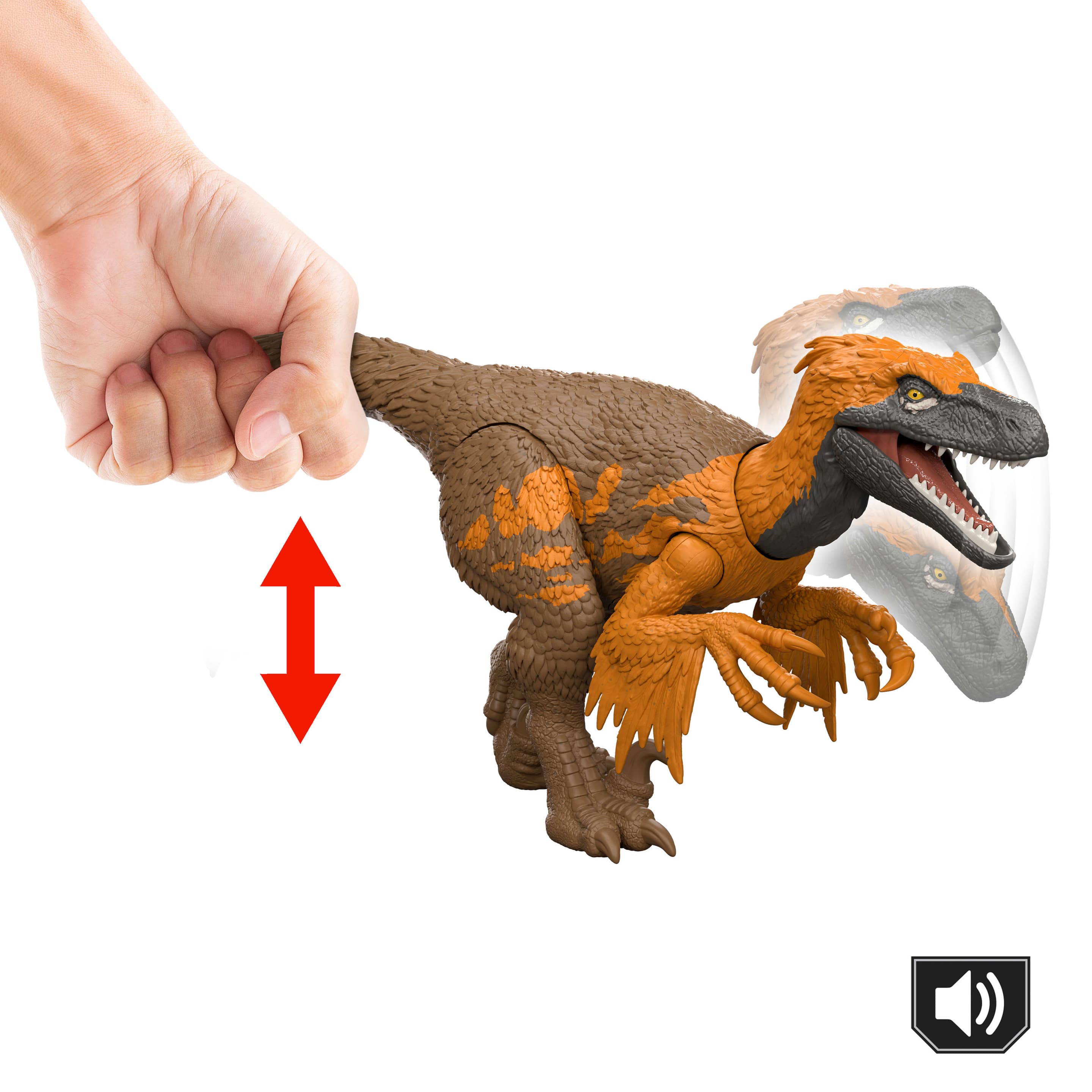 Produktbild Jurassic World: Die Wiedergeburt Wild Roar Utahraptor Dinosaurierspielzeug mit schwanzgesteuertem Beiß-Angriff und Brüllgeräusch 5 von 6