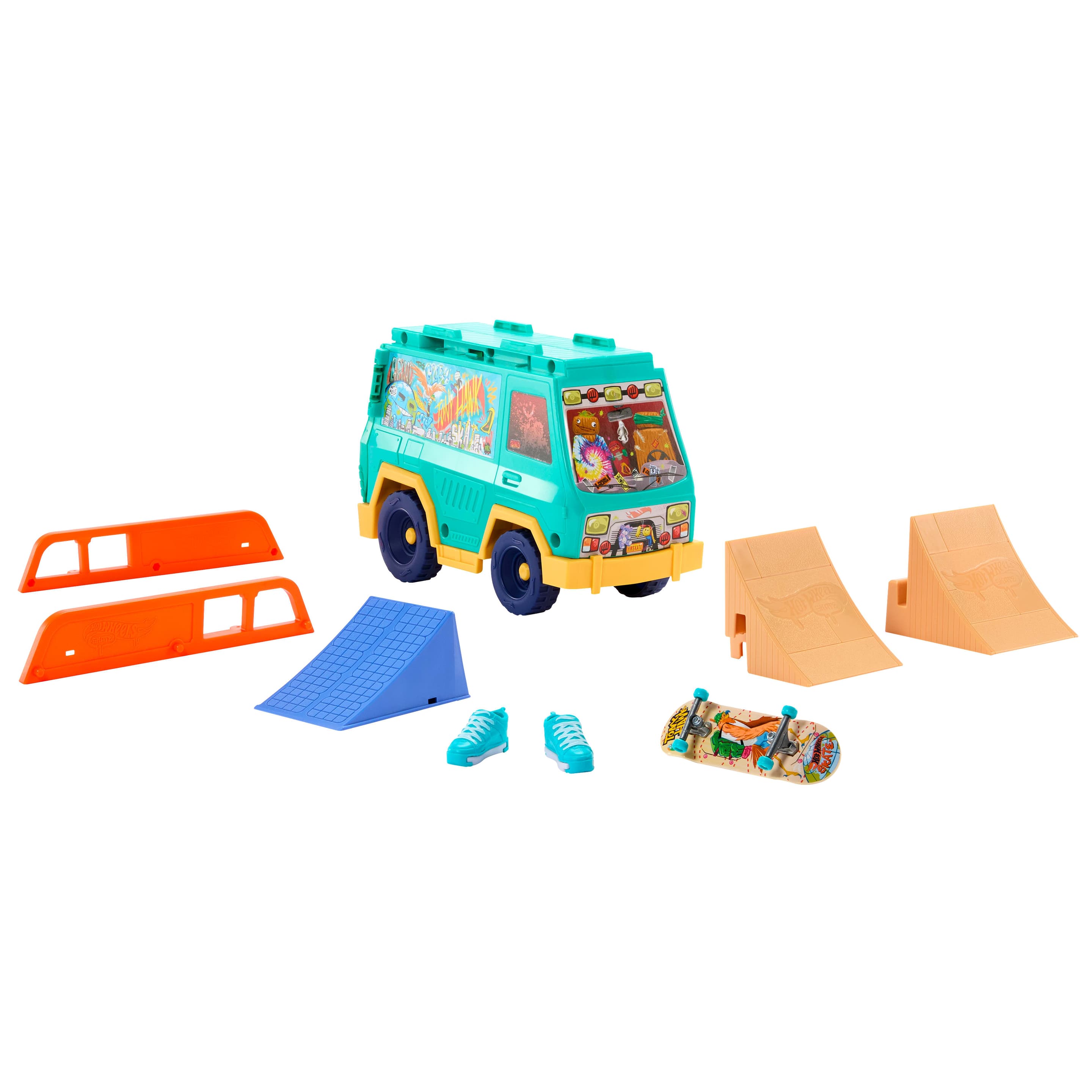 Produktbild Hot Wheels Skate Tony Hawk Skatervan-Spielset mit exklusivem Fingerboard und abnehmbaren Skateschuhen 6 von 6
