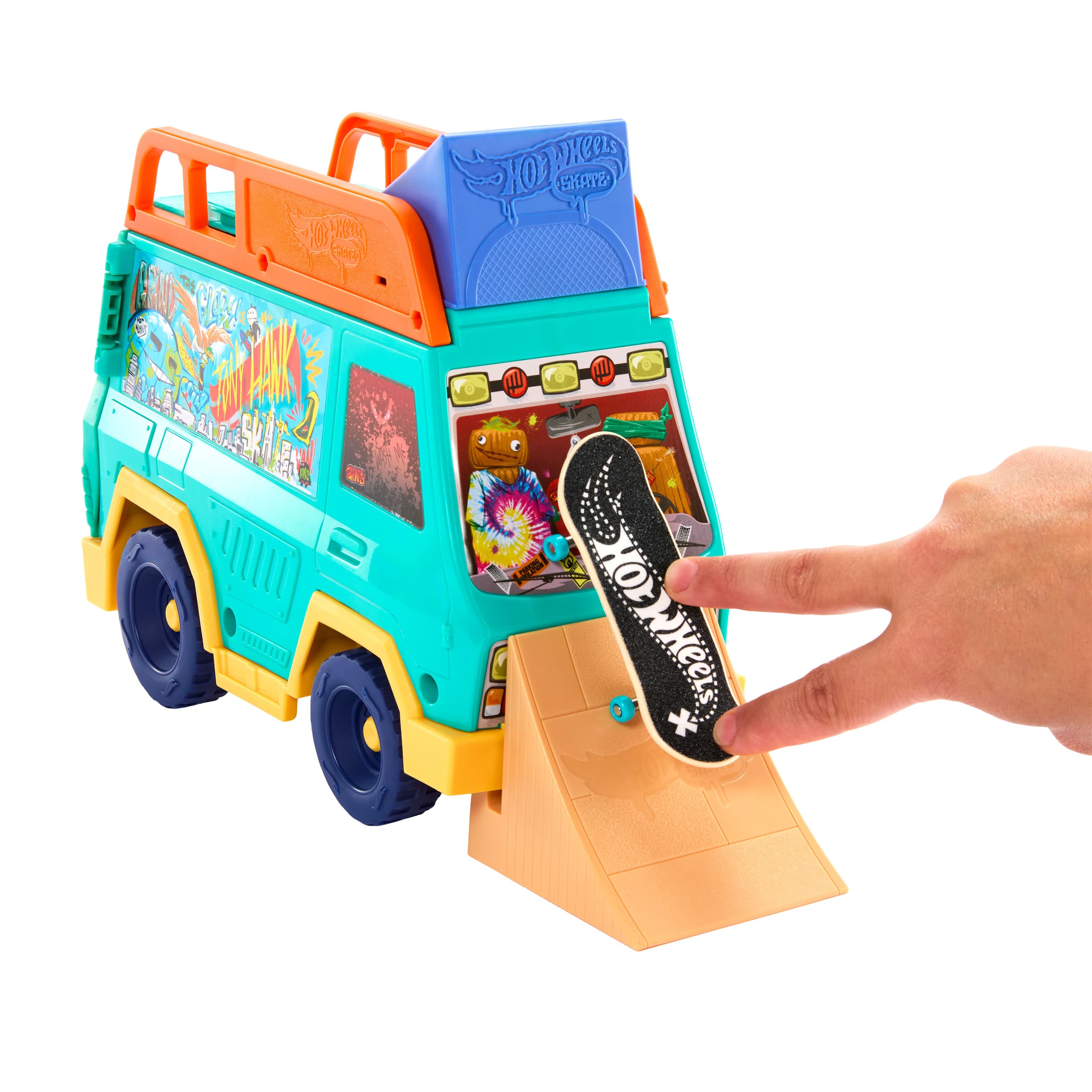 Produktbild Hot Wheels Skate Tony Hawk Skatervan-Spielset mit exklusivem Fingerboard und abnehmbaren Skateschuhen 5 von 6
