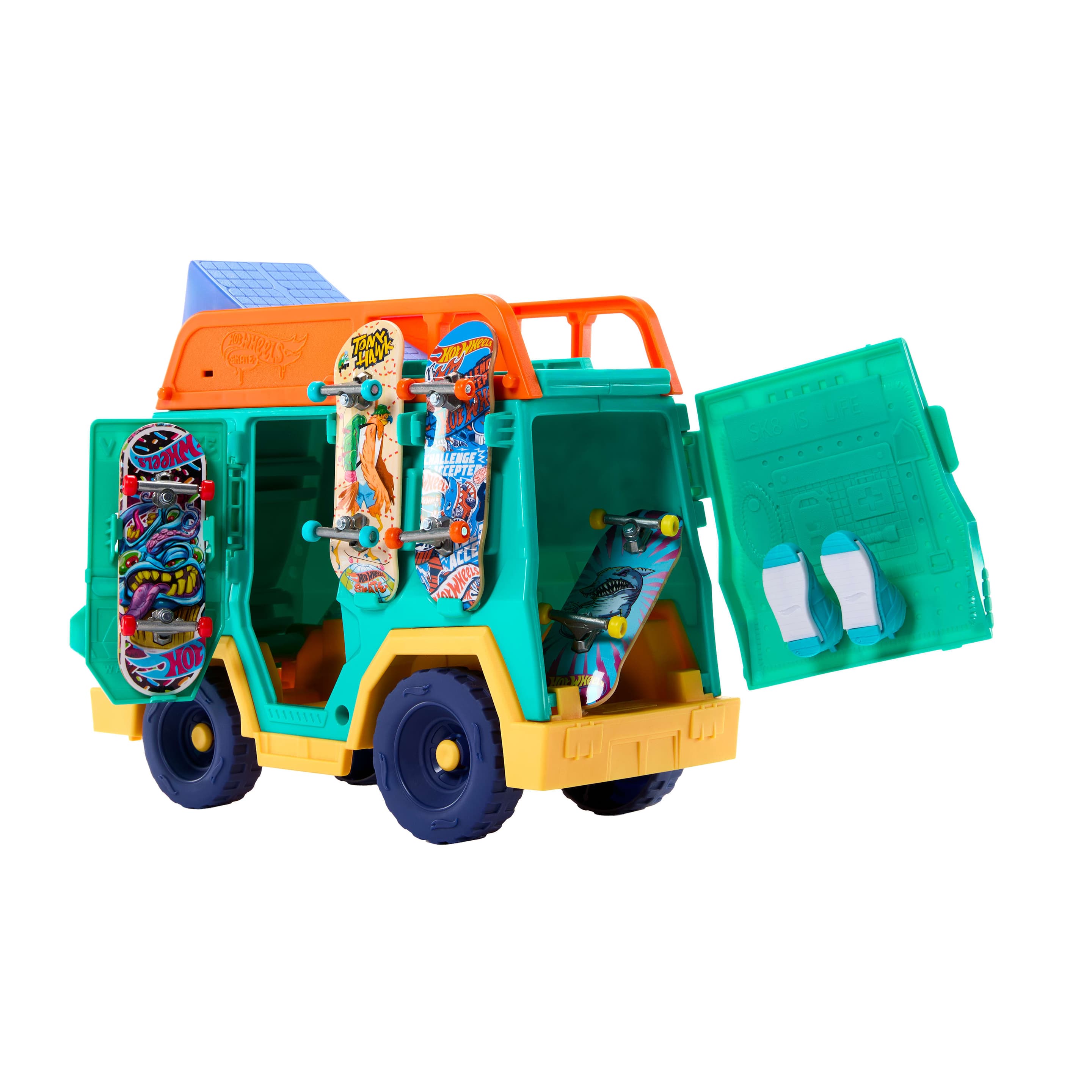 Produktbild Hot Wheels Skate Tony Hawk Skatervan-Spielset mit exklusivem Fingerboard und abnehmbaren Skateschuhen 2 von 6