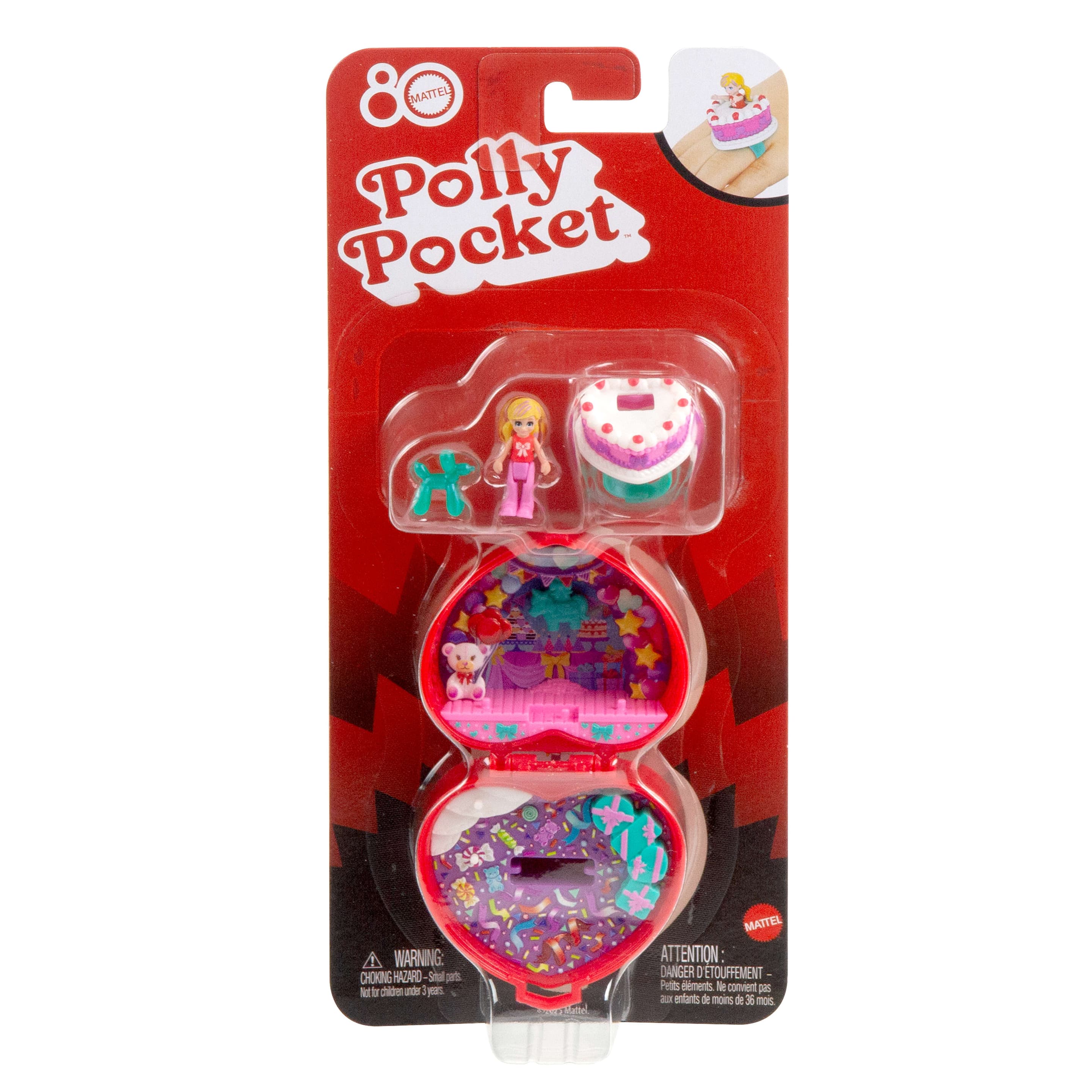 Produktbild Polly Pocket Puppe und Spielset, Ringetui zum 80. Jubiläum von Mattel, Schmuckkästchen mit Haustier und Ring, Thema Feierspaß 2 von 6
