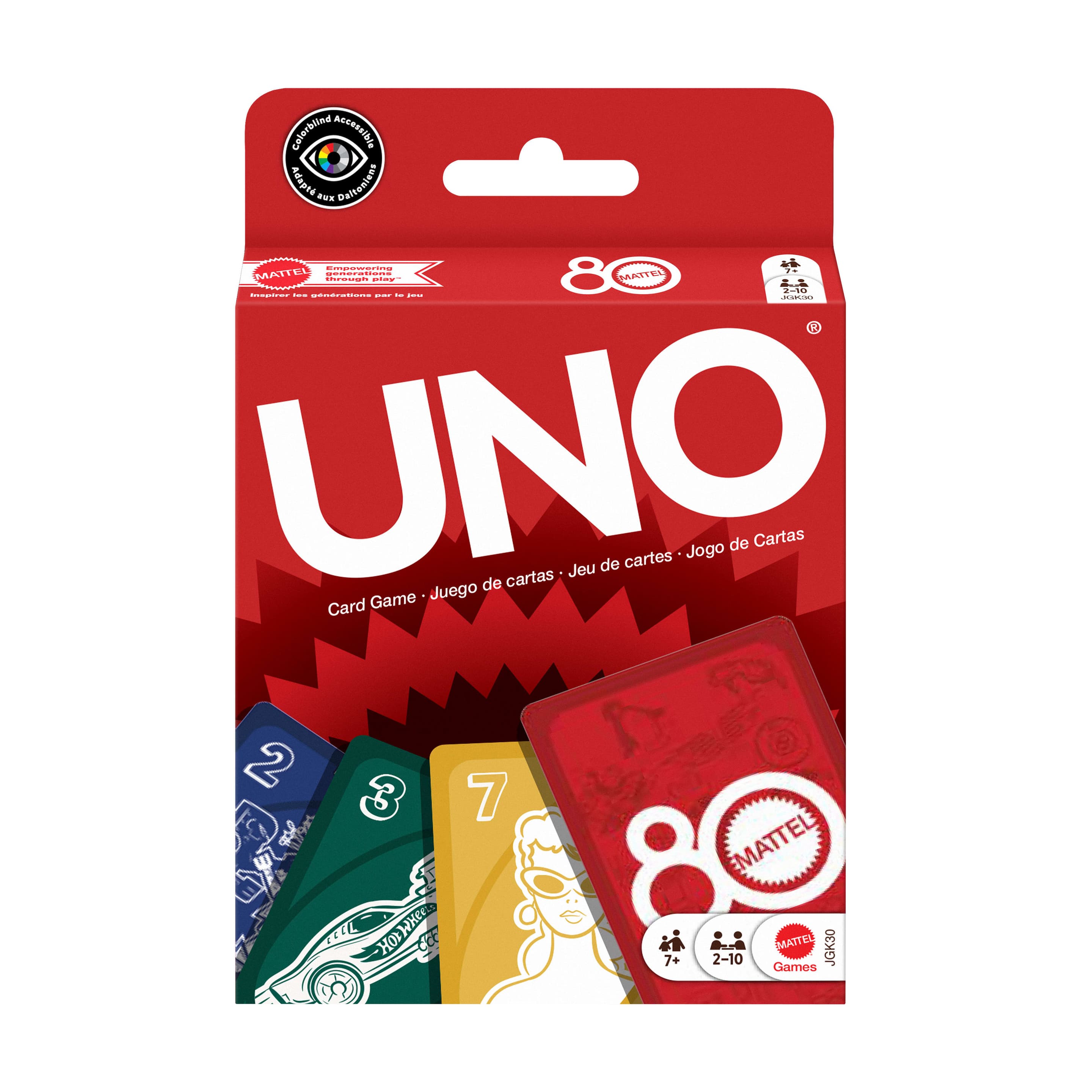UNO Mattel Kartenspiel für Kinder und Familienabende in rubinroter Sonderedition zum 80. Jubiläum