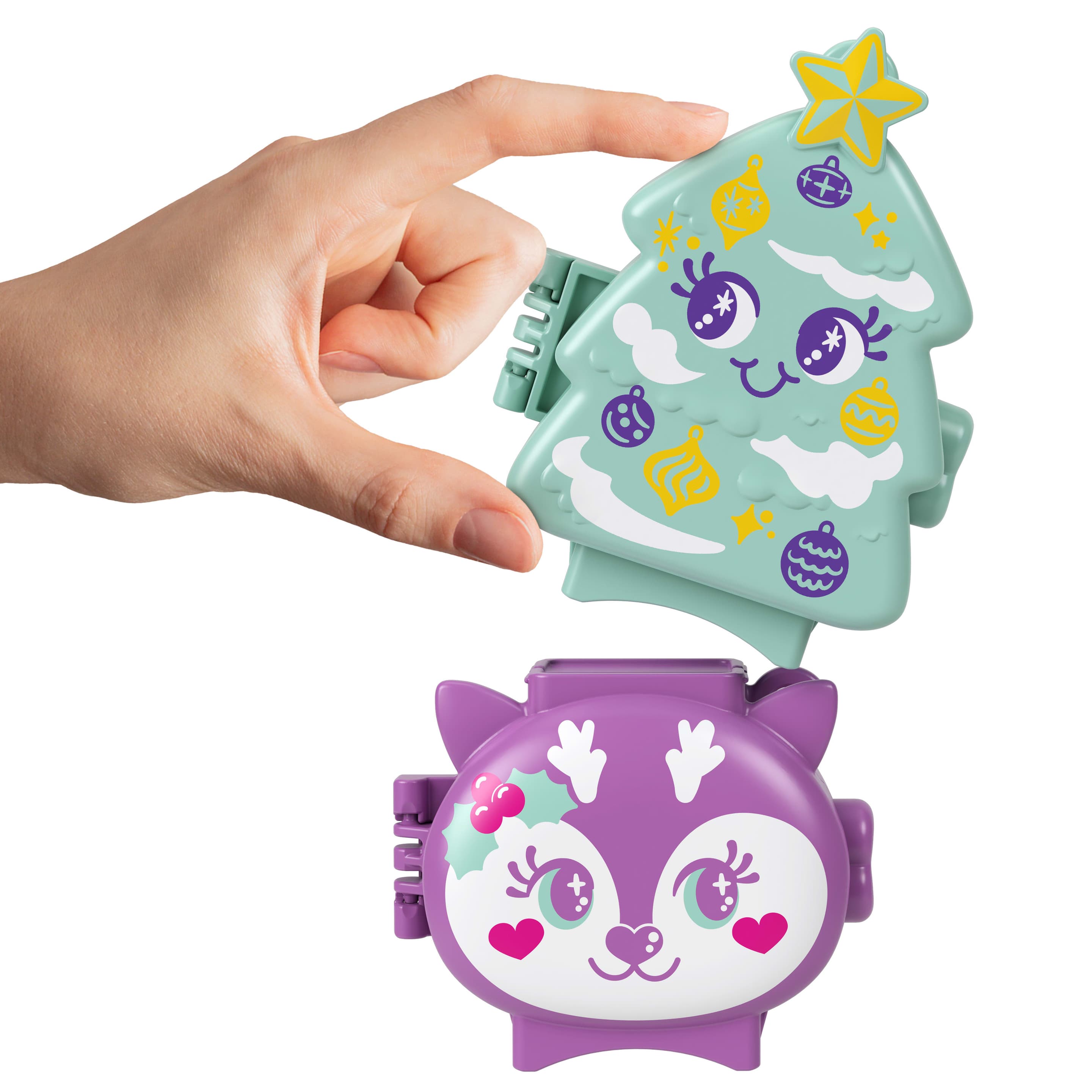 Produktbild Polly Pocket Feiertags-Schatullen Geschenkset, stapelbares Schatullen-Spielset mit Minipuppe, Zubehör und Haustier 2 von 6