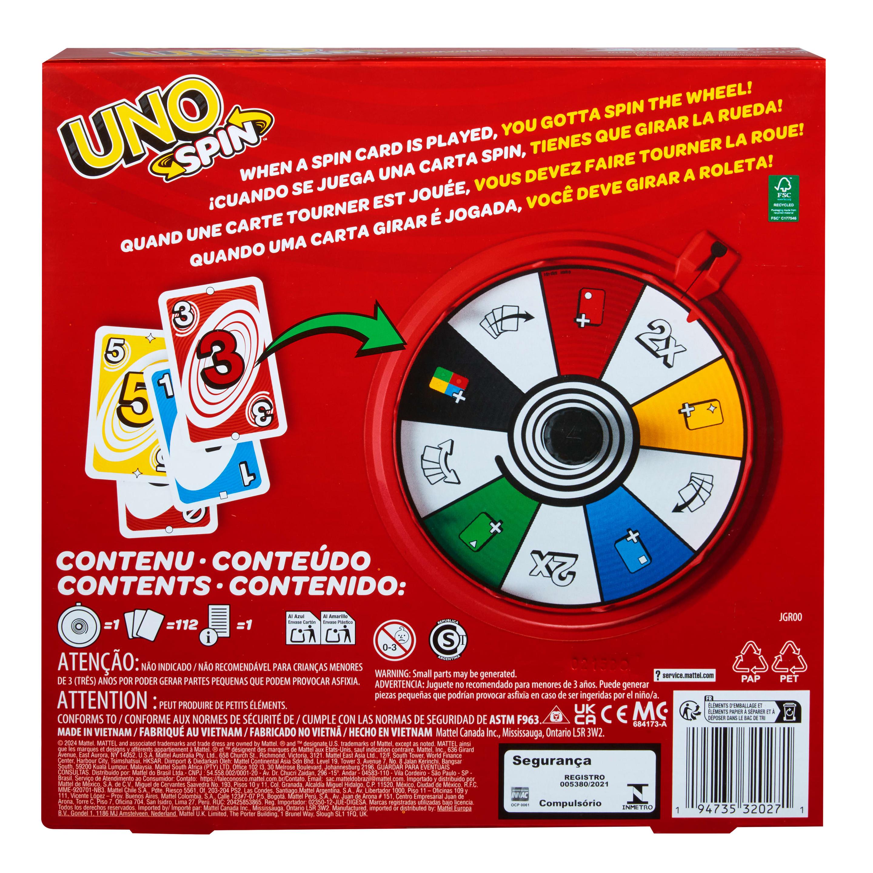 Produktbild UNO Spin Kartenspiel für Kinder, Erwachsene und Spieleabende mit der Familie, klassisches Spiel mit Drehscheibe 2 von 6