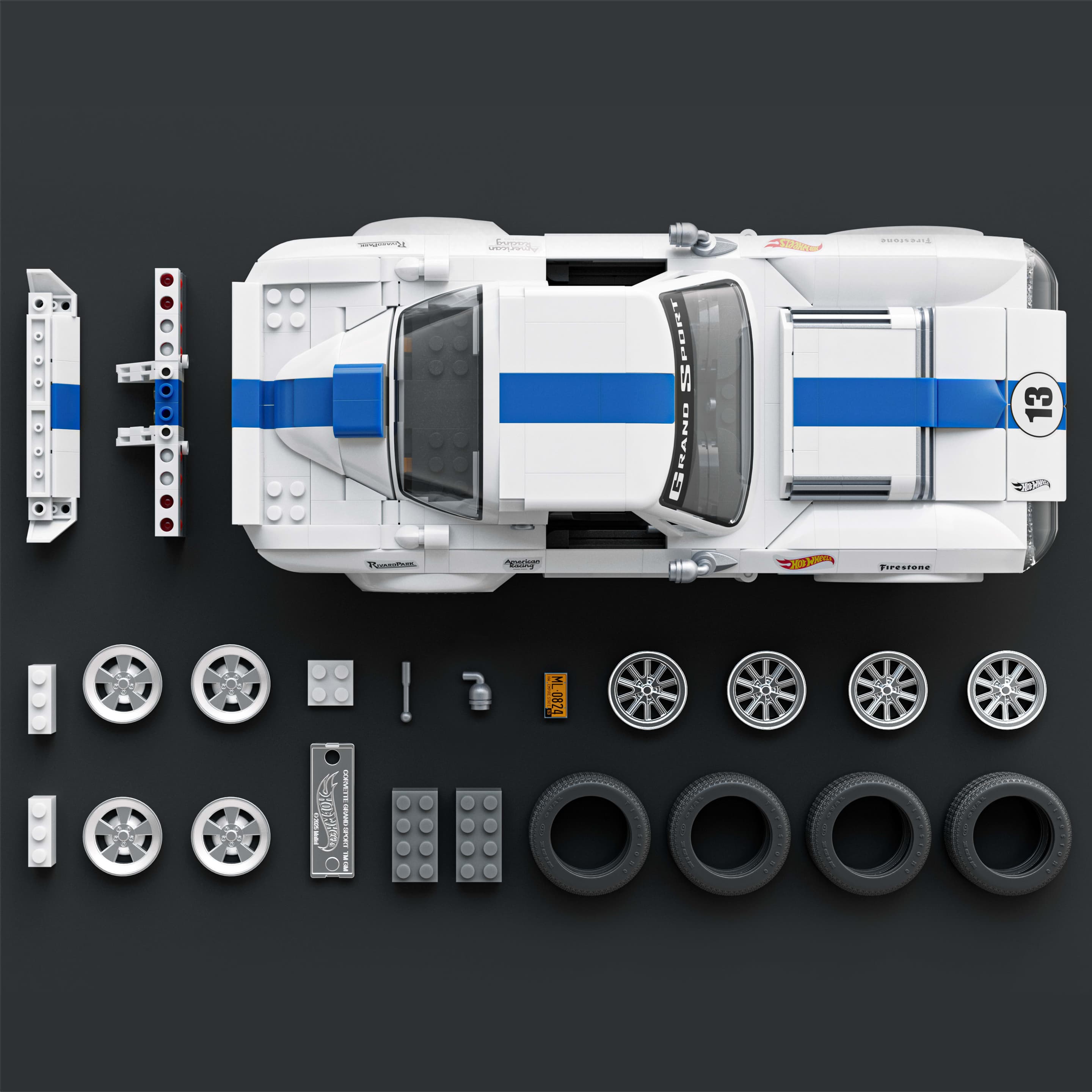 Produktbild Mattel Brick Shop Hot Wheels Custom Corvette Grand Sport Bauset (918 Teile), für Sammler 5 von 6