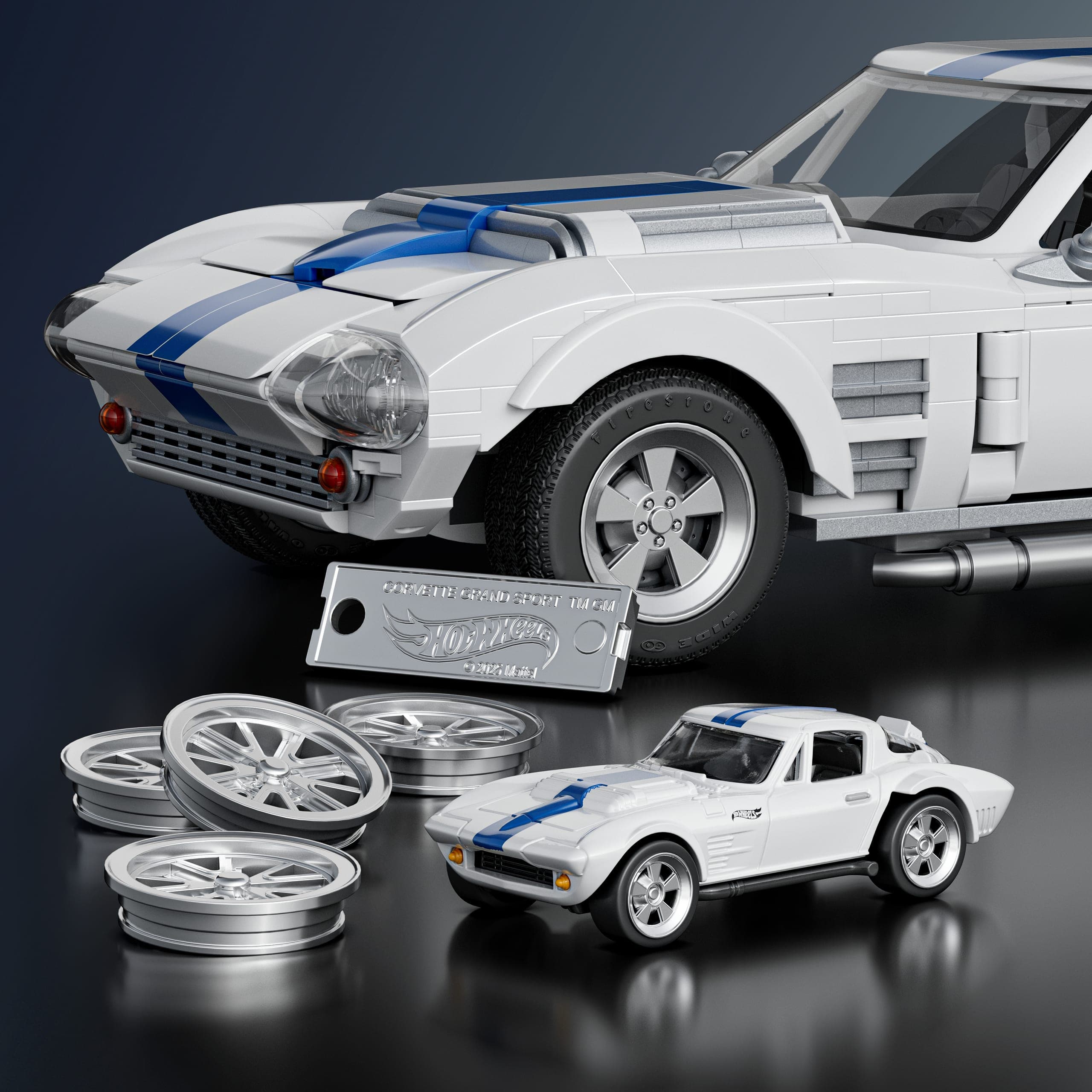 Produktbild Mattel Brick Shop Hot Wheels Custom Corvette Grand Sport Bauset (918 Teile), für Sammler 3 von 6