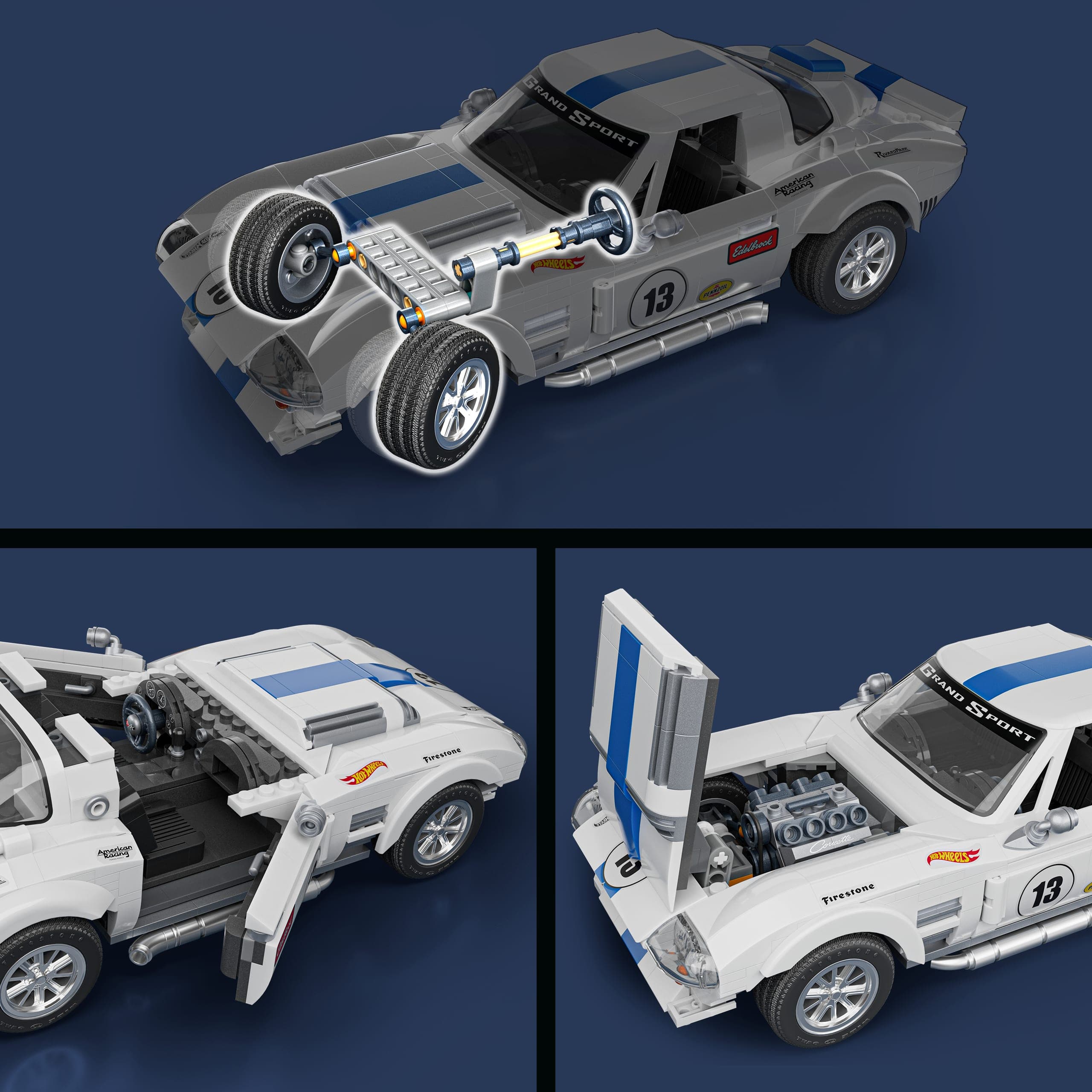 Produktbild Mattel Brick Shop Hot Wheels Custom Corvette Grand Sport Bauset (918 Teile), für Sammler 2 von 6