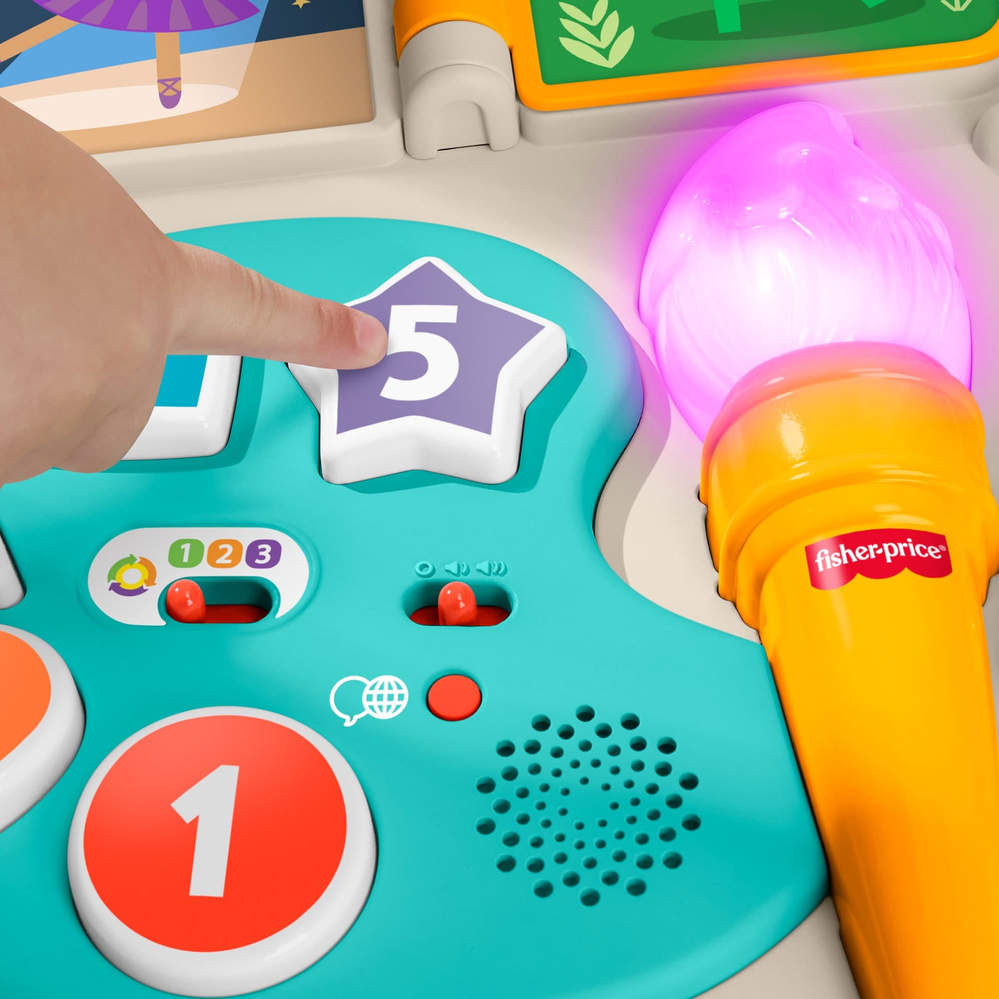 Produktbild Fisher-Price 4-in-1 Spieltisch und Staffelei, Babys und Kleinkinder, elektronisches Lernspielzeug, mehrsprachige Version 4 von 5