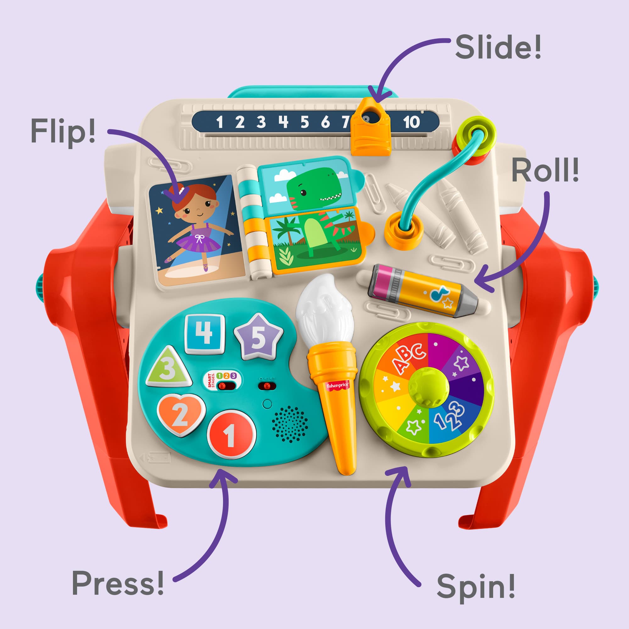 Produktbild Fisher-Price 4-in-1 Spieltisch und Staffelei, Babys und Kleinkinder, elektronisches Lernspielzeug, mehrsprachige Version 3 von 5