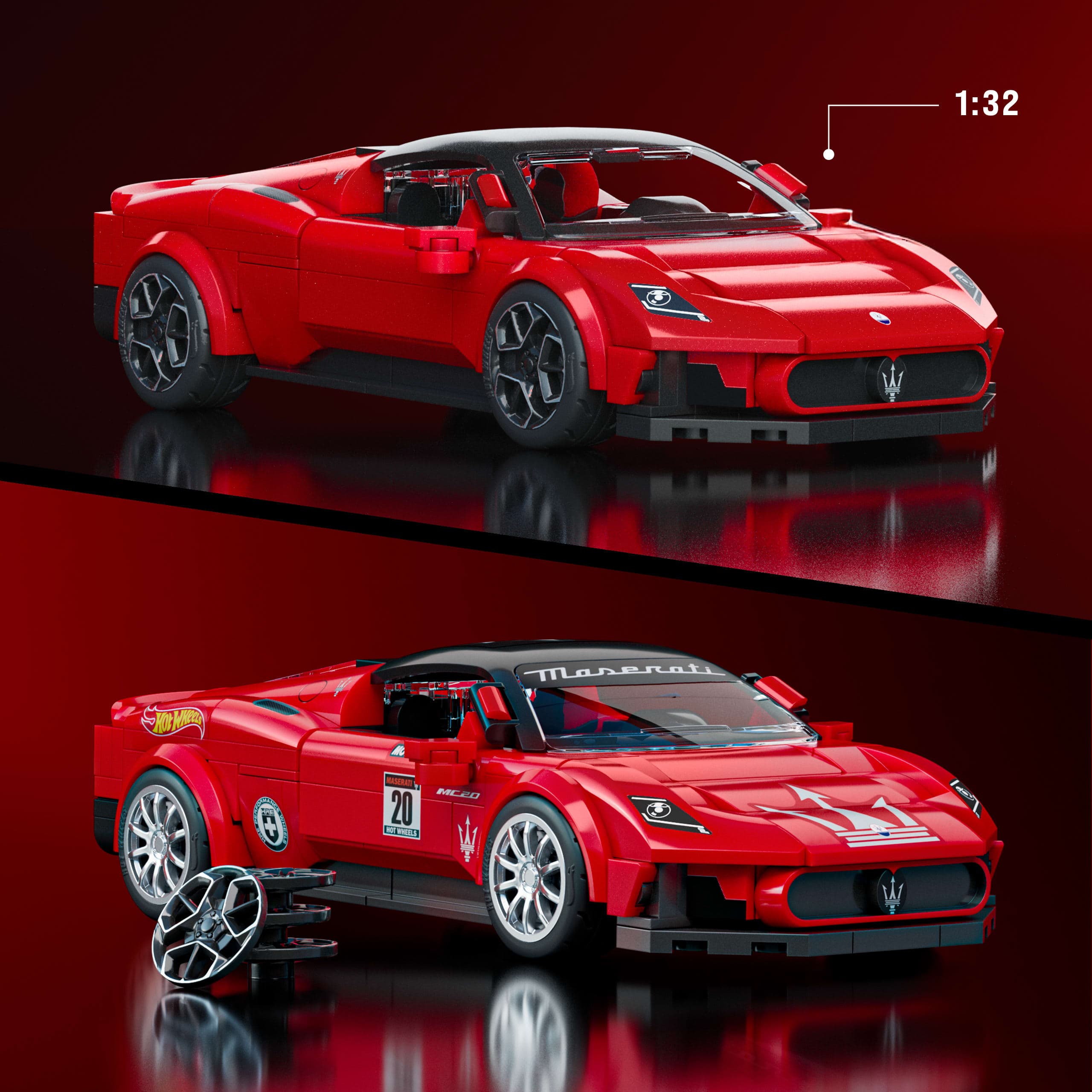 Produktbild Mattel Brick Shop Hot Wheels Maserati MC20 Bauset (250 Teile), für Sammler 4 von 6
