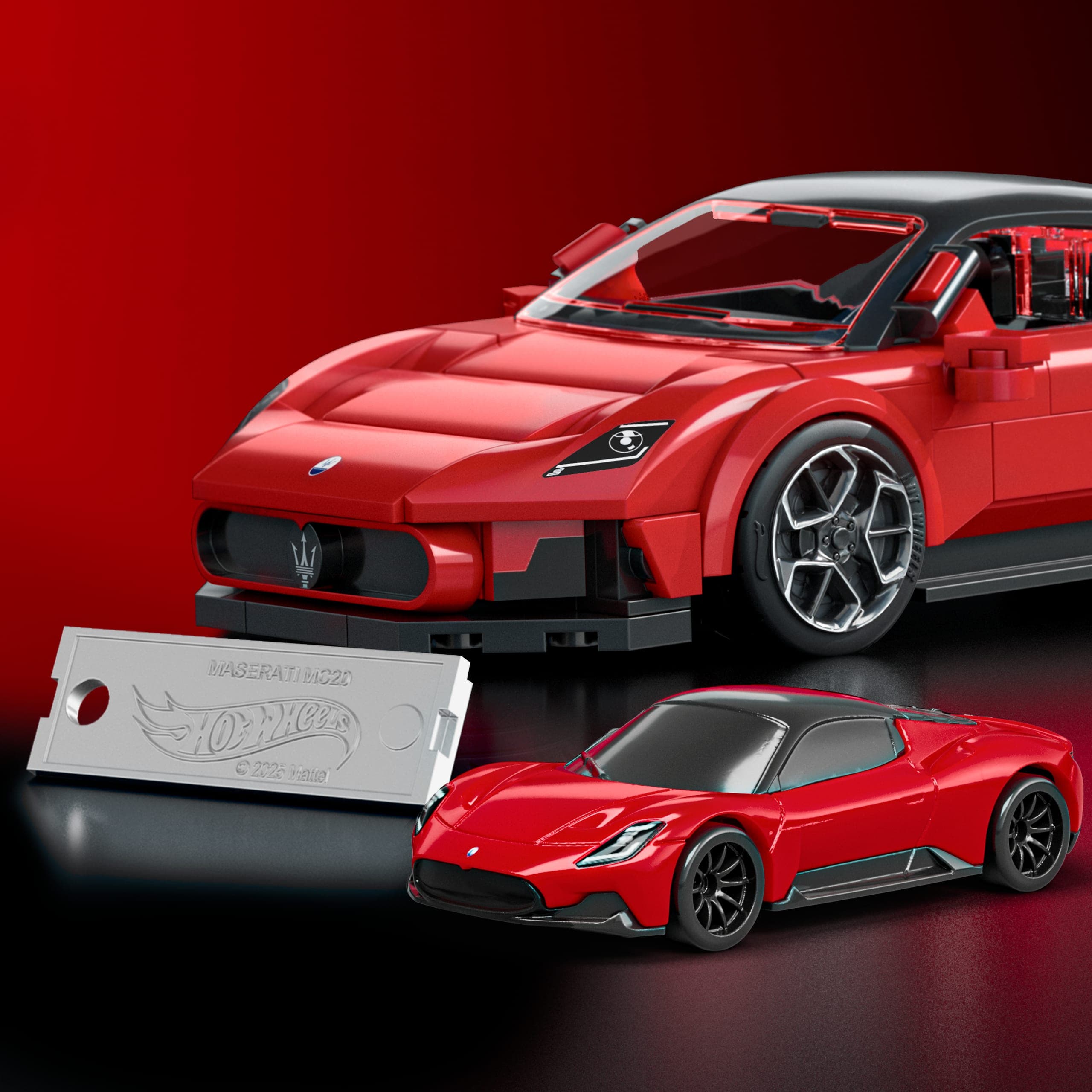 Produktbild Mattel Brick Shop Hot Wheels Maserati MC20 Bauset (250 Teile), für Sammler 3 von 6