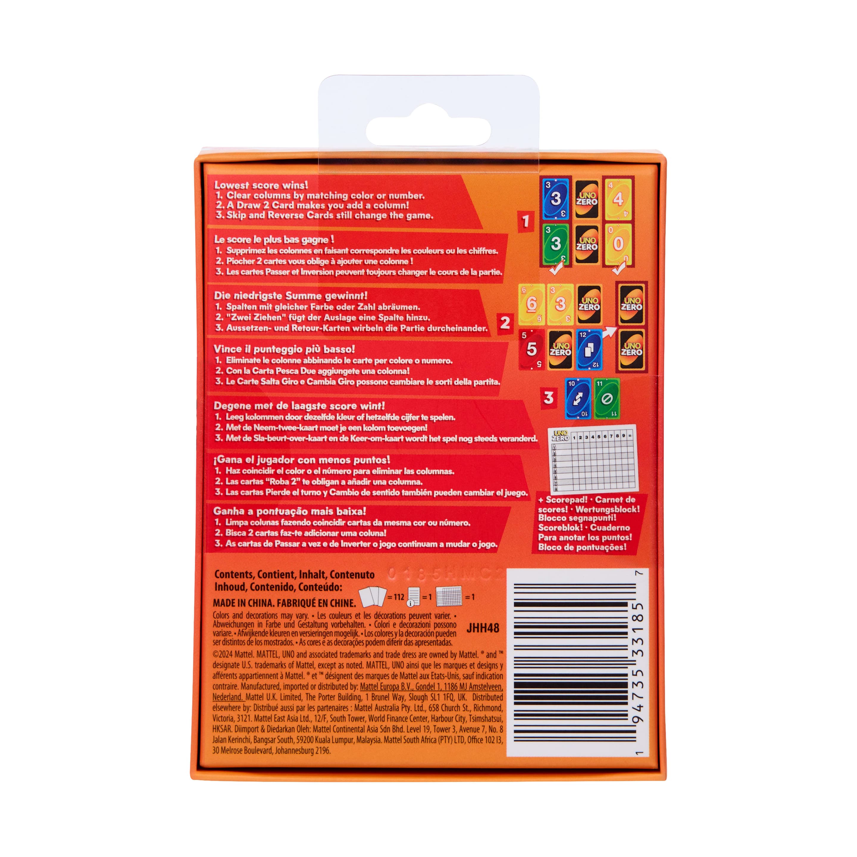 Produktbild UNO Zero Kartenspiel für Kinder, Erwachsene und Familienabende, Partys und Reisen, enthält Kartenspiel und Punktekarte 5 von 6