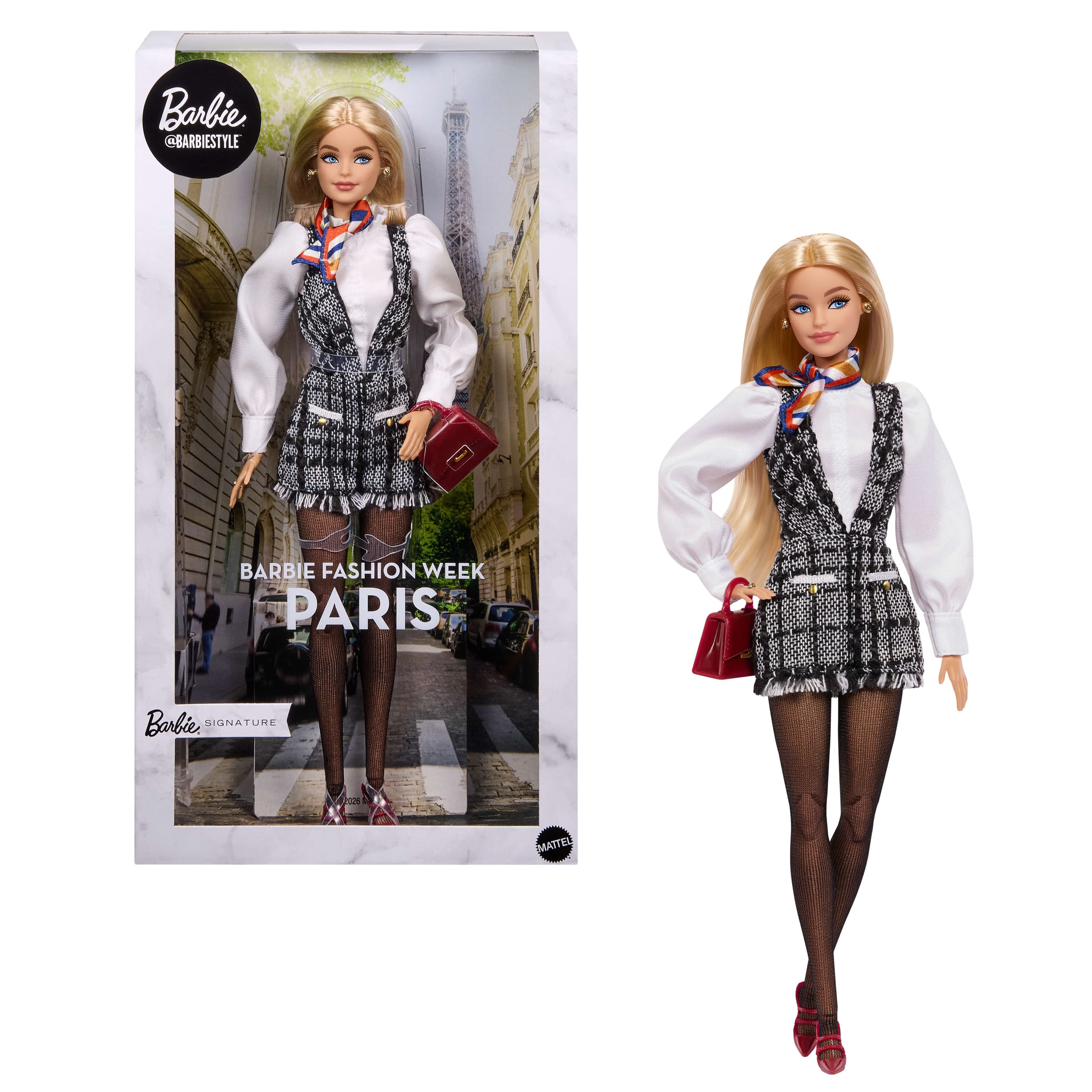 Barbie Signature-Sammelfigur Modepuppe, @BarbieStyle Fashion-Week-Puppe Paris Street-Style-Outfit