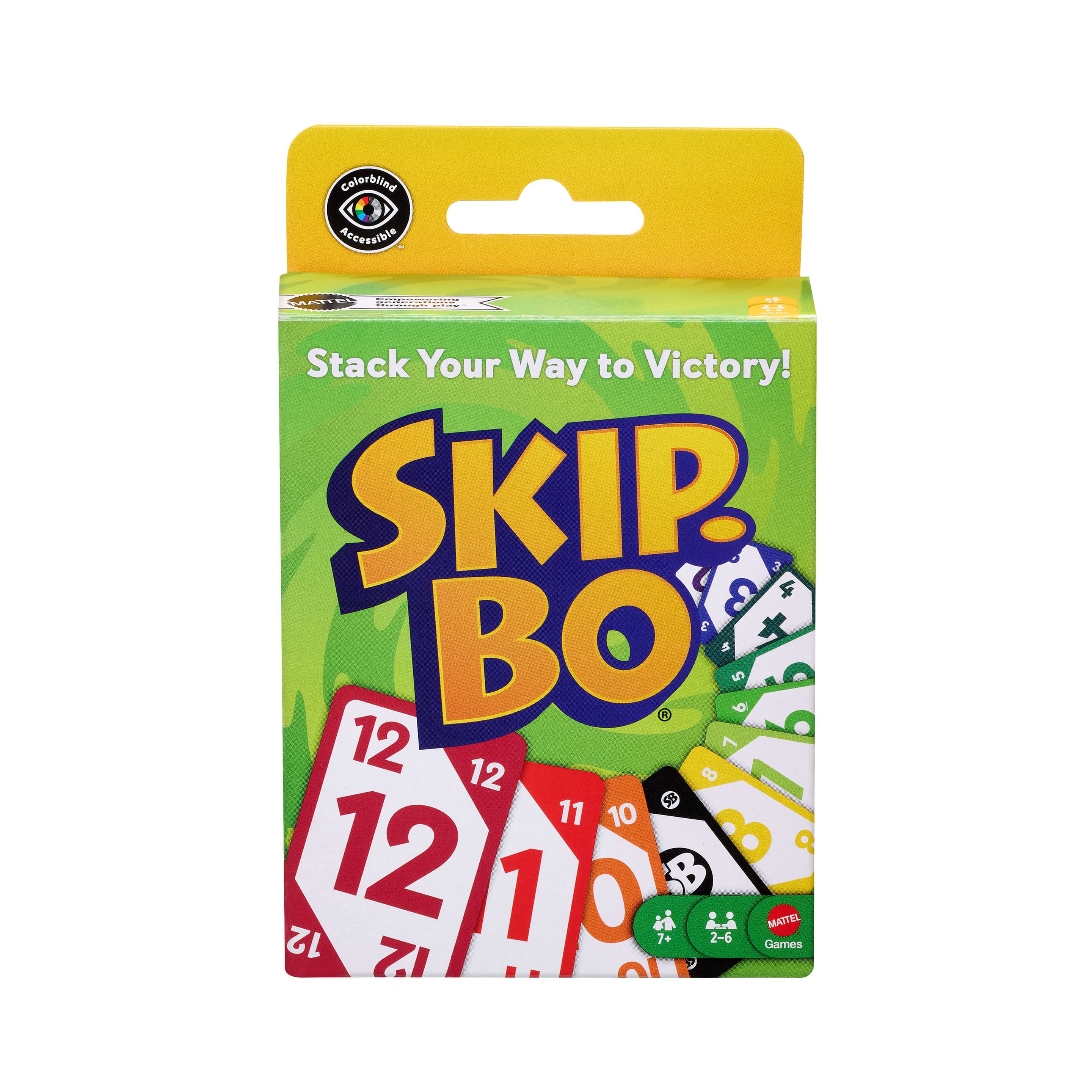Mattel Games Skip-Bo Kartenspiel für Kinder, Erwachsene und Familien, Karten für Farbenblinde geeignet, für 2 bis 6 Spieler