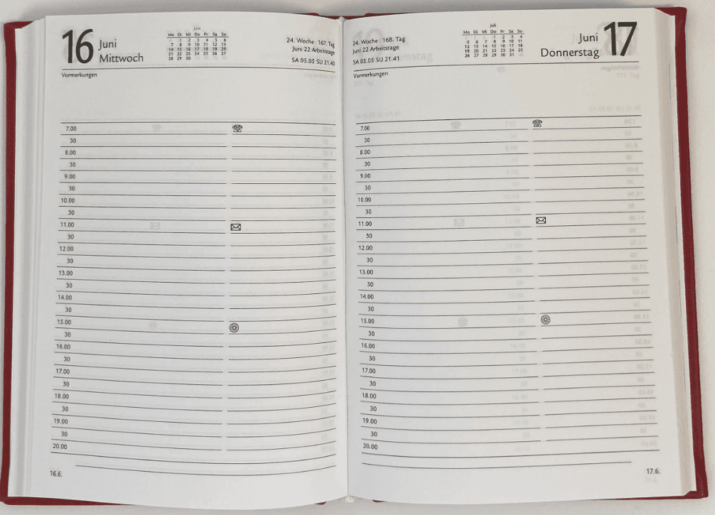 KALENDER-BUCH 2027 A6 Vivella Bordeaux