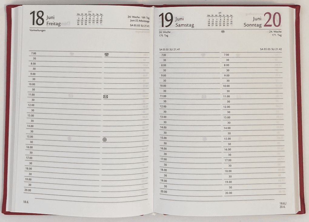 KALENDER-BUCH 2027 A6 Vivella Bordeaux