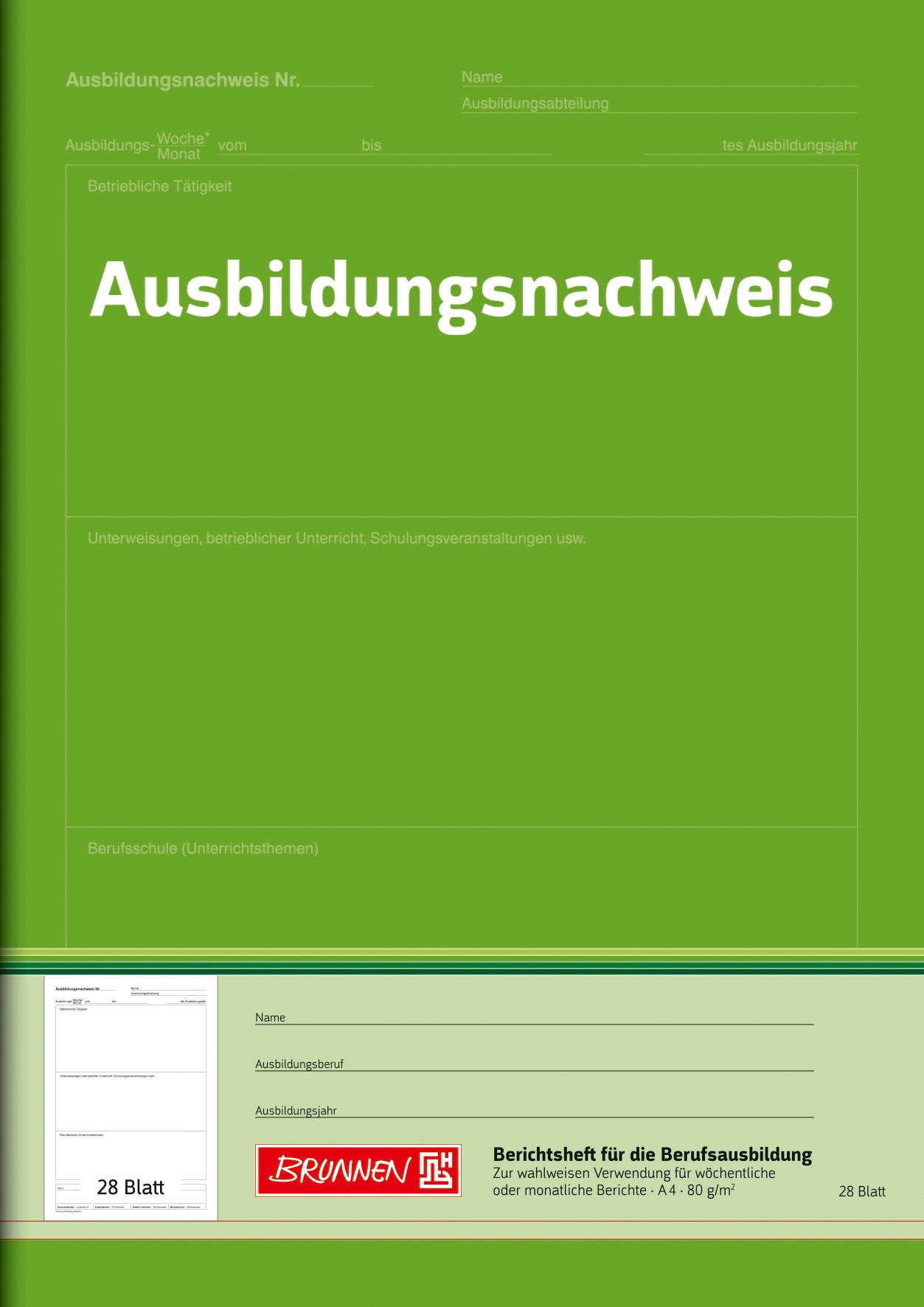 BRUNNEN Berichtsheft A4 Wochen- bzw. Monatsbuch