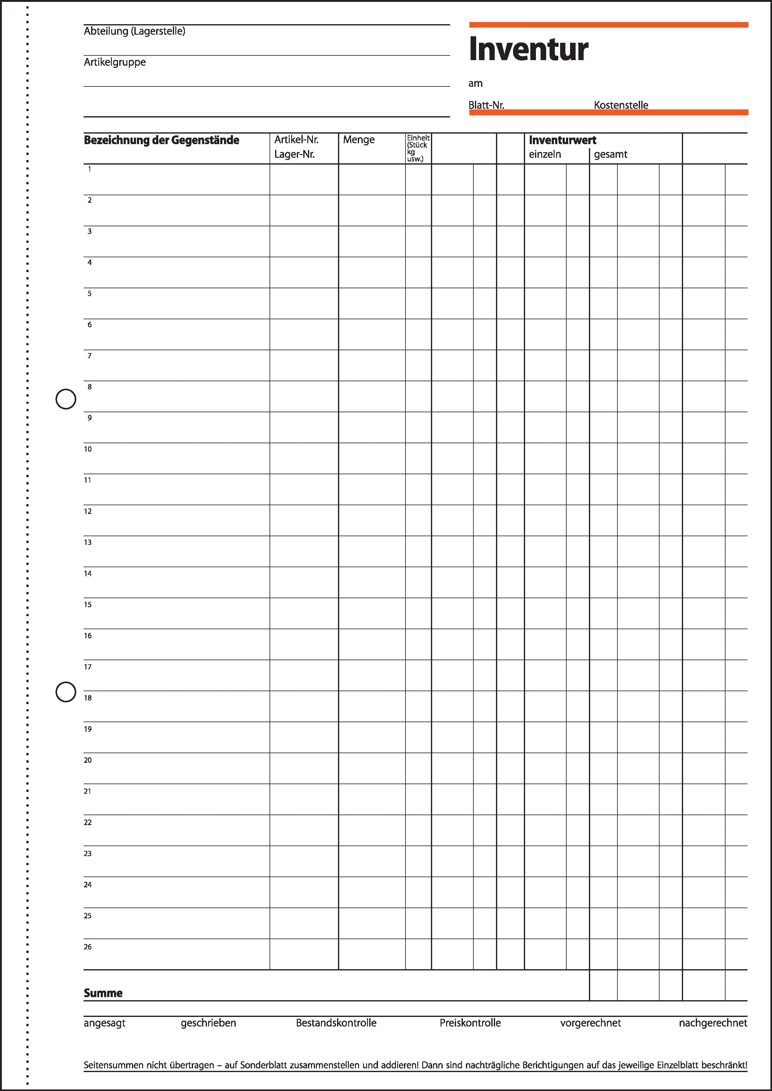 Produktbild sigel Inventurbuch IN415 A4 50Blatt 7 von 7
