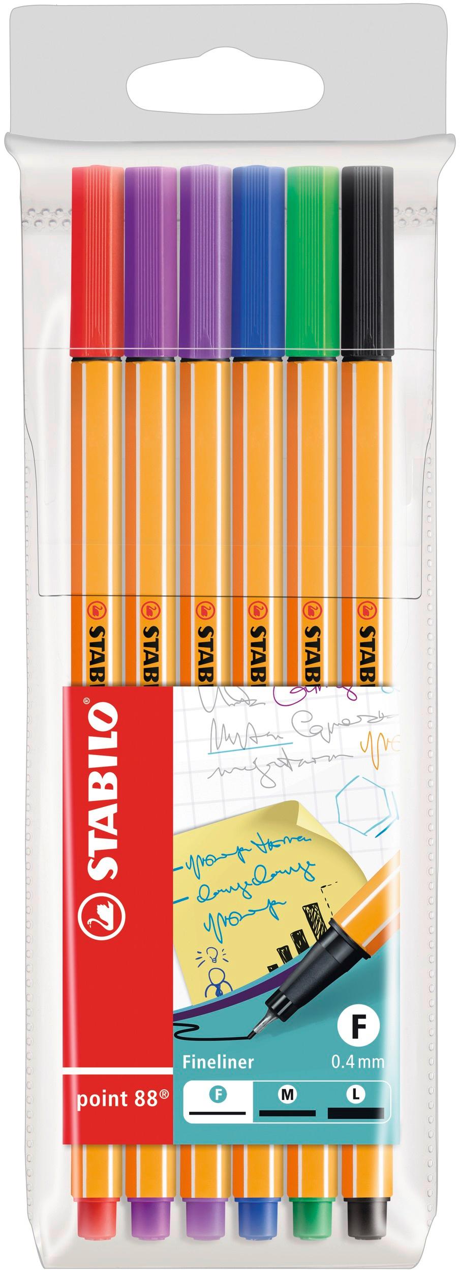 STABILO® Fineliner - STABILO point 88 - 6er Pack - mit 6 verschiedenen Farben