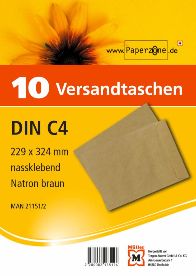 PAPERZONE Versandtasche C4 braun