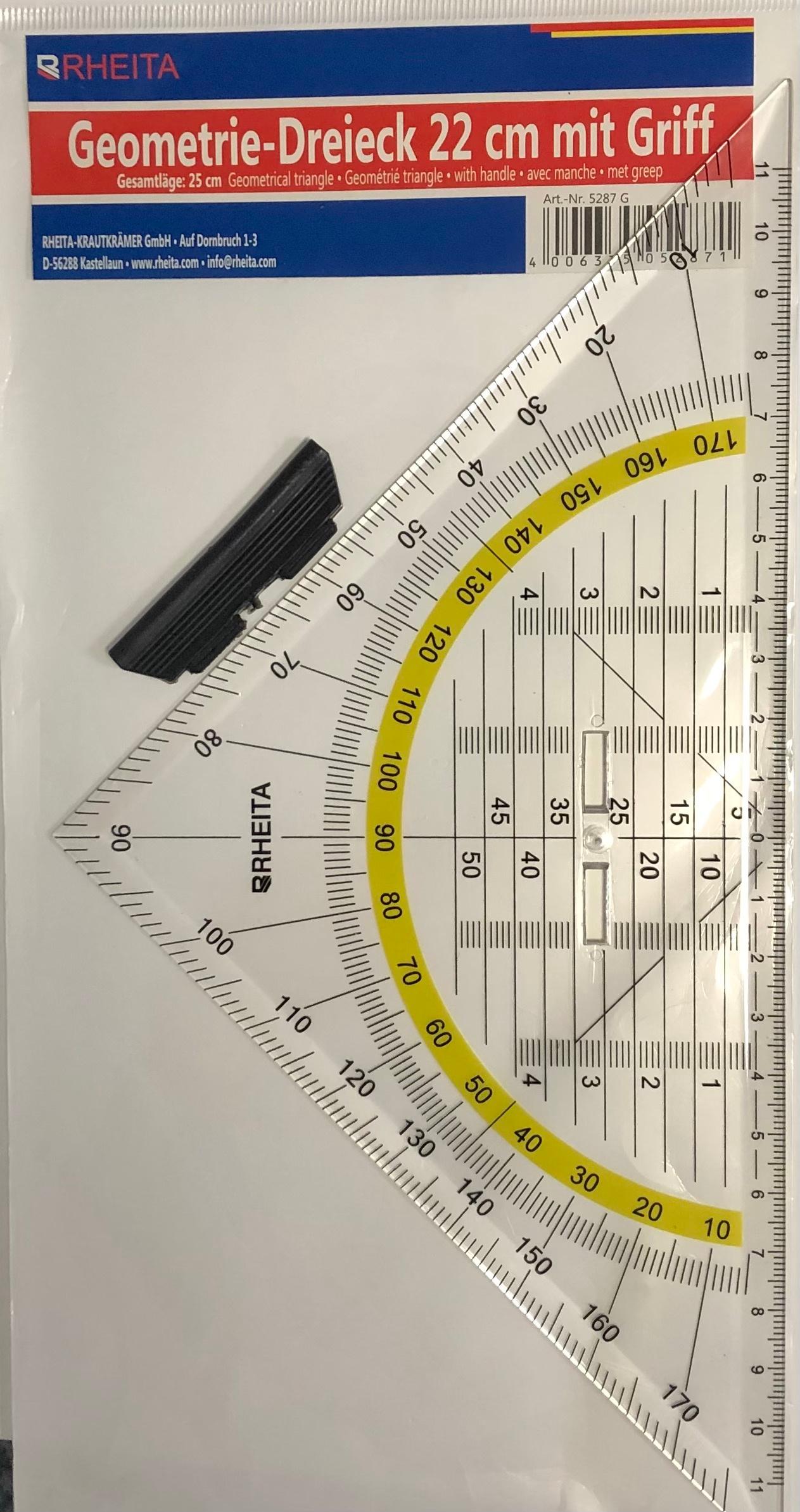 RHEITA Geo-Dreieck mit Griff 25cm