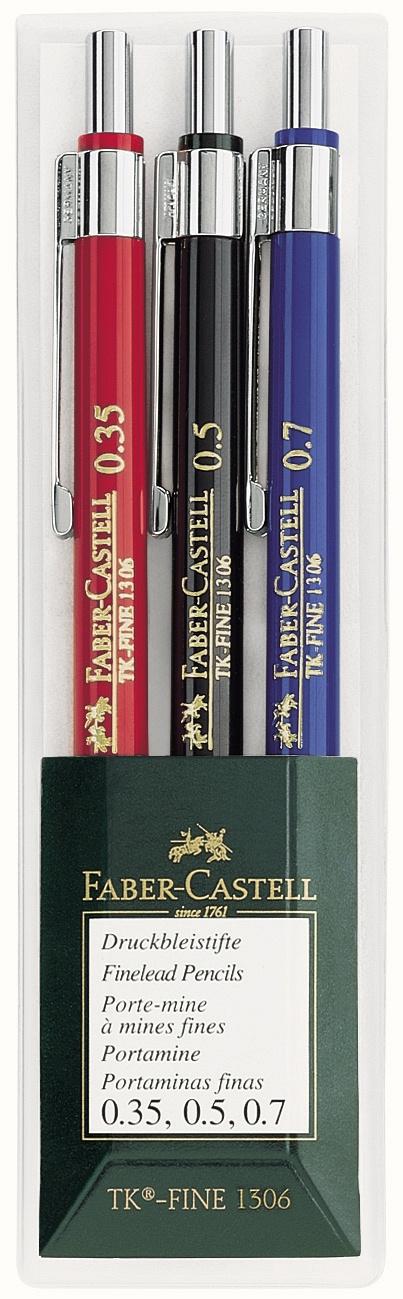 FABER-CASTELL Druckbleistift TK-FINE 3er-Etui 0,35/0,5/0,7mm