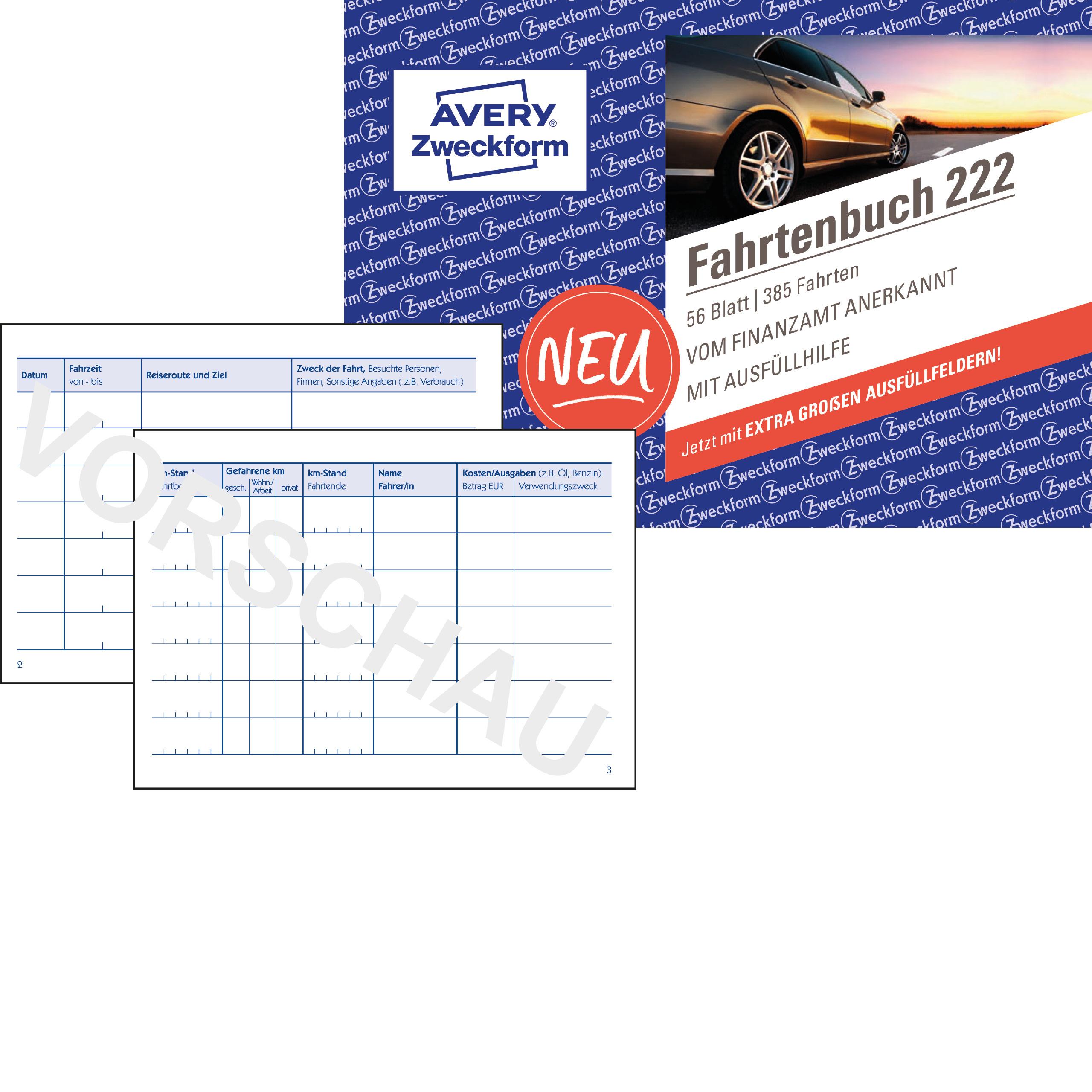 Produktbild AVERY Zweckform Formular Fahrtenbuch 222, über 2 Seiten, DIN A6 10 von 23