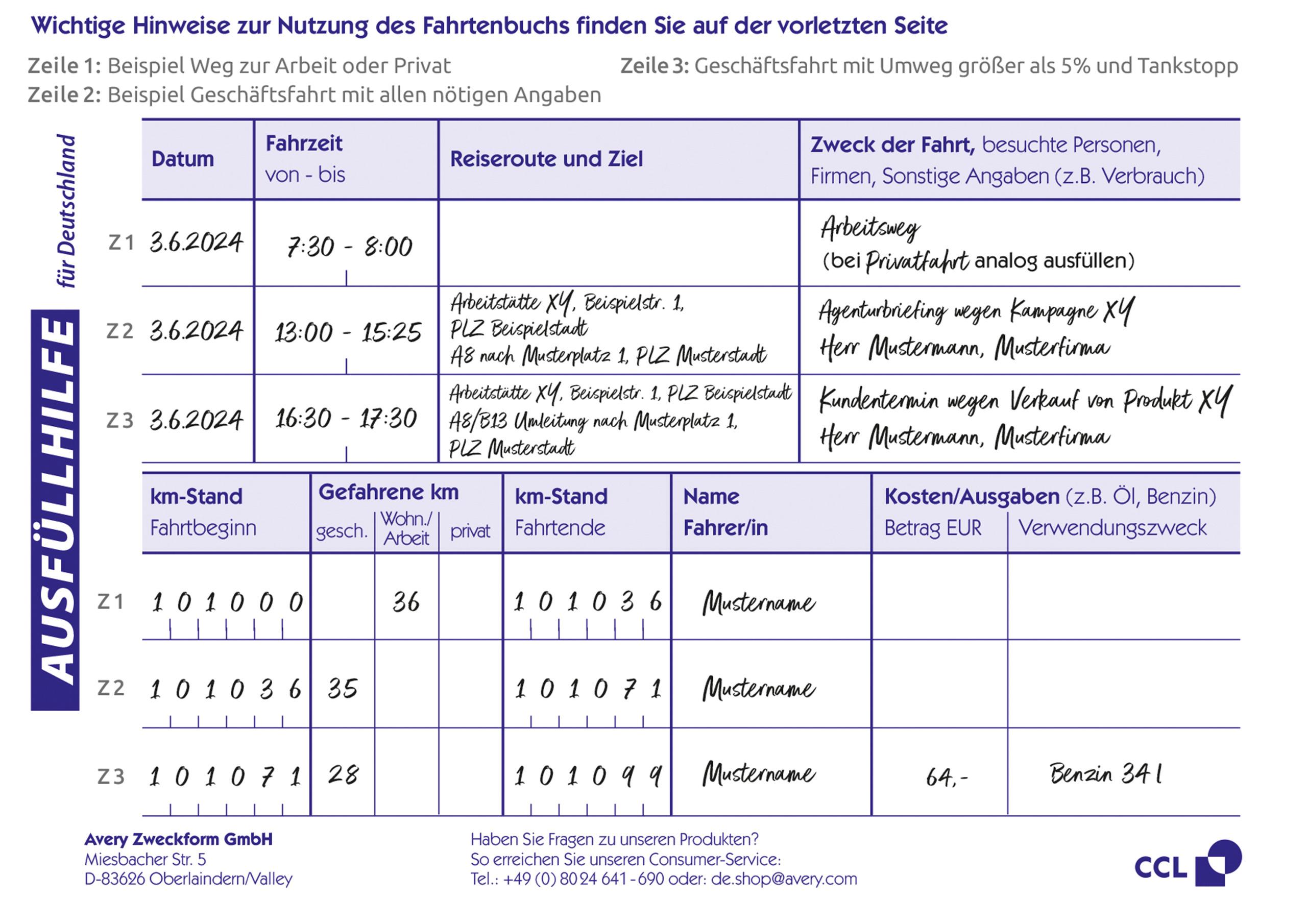 Produktbild AVERY Zweckform Formular Fahrtenbuch 222, über 2 Seiten, DIN A6 5 von 23
