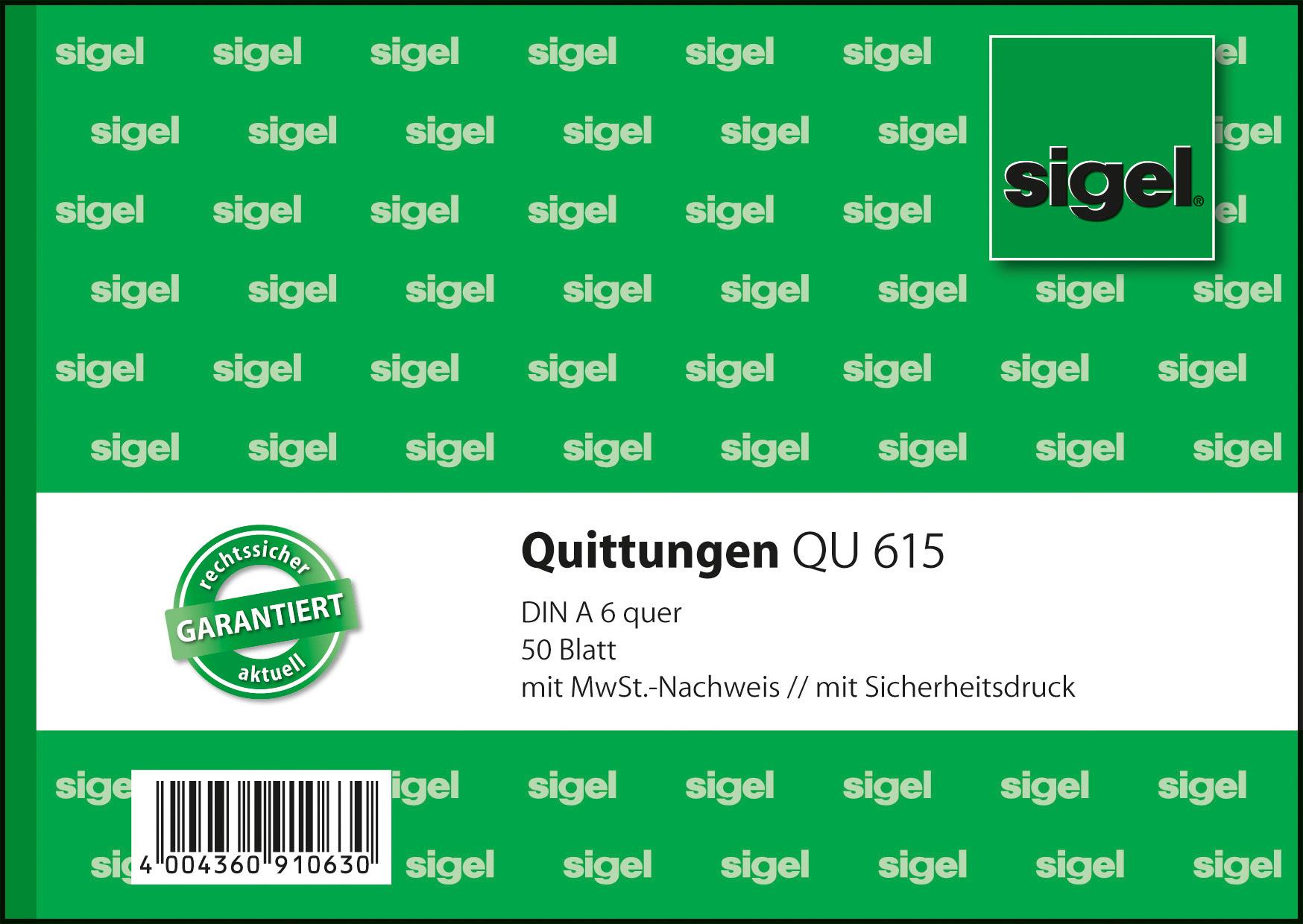 sigel Formularbuch Quittung QU615 A6 50Blatt