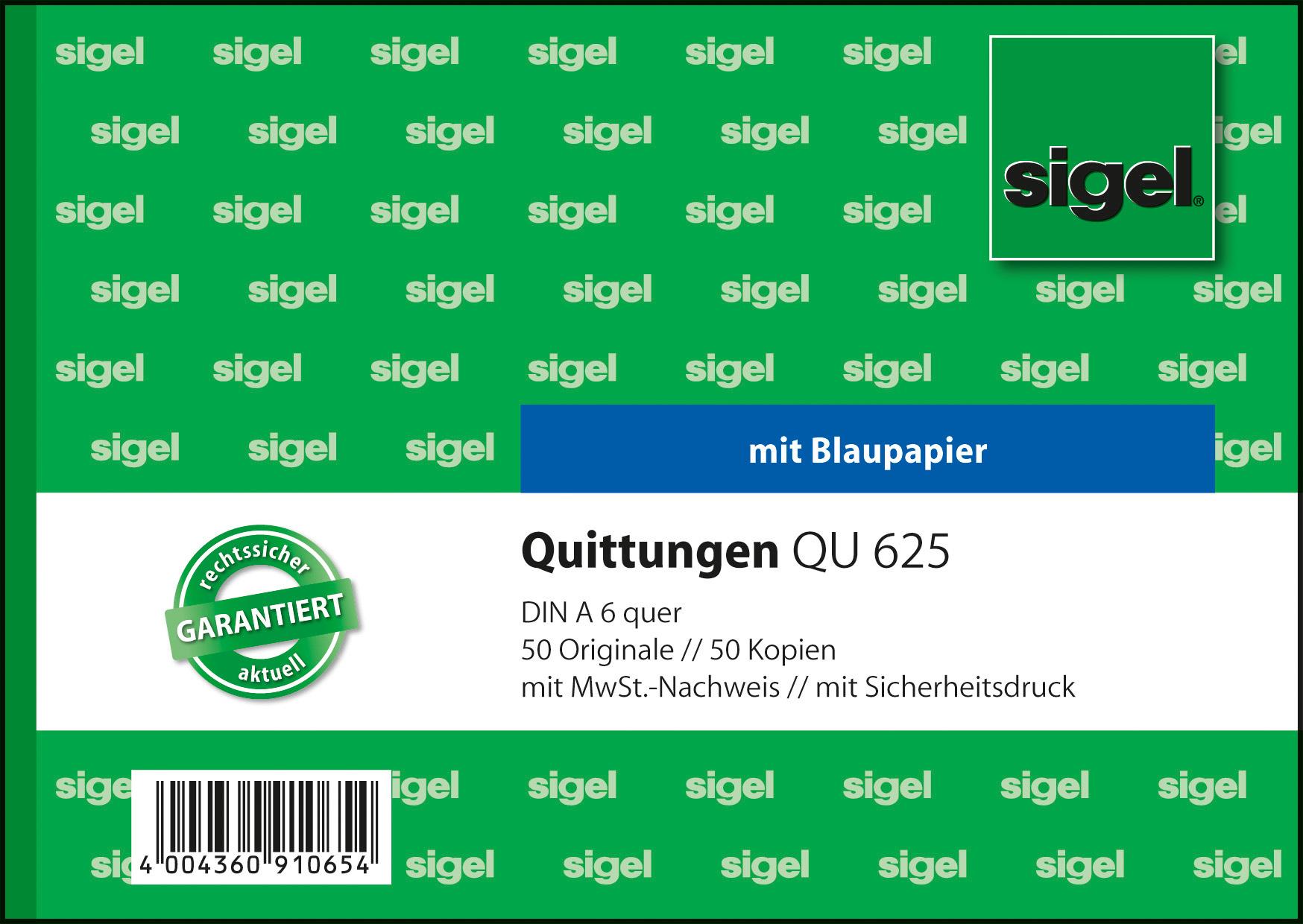 sigel Formularbuch Quittung QU625 A6 2 x 50Blatt