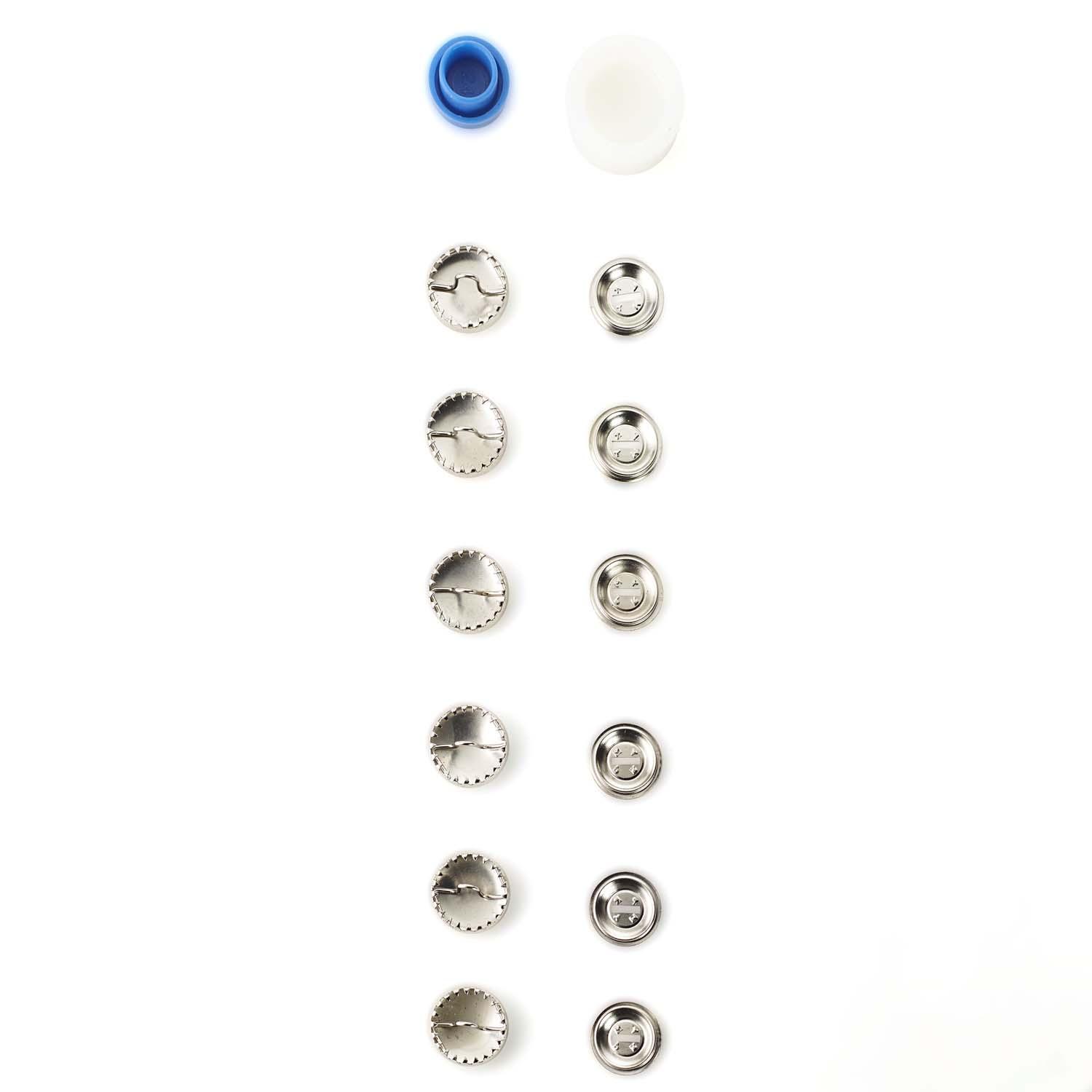 Produktbild Prym überziehbare Knöpfe mit Werkzeug Messing 15 mm silberfarbig 2 von 3
